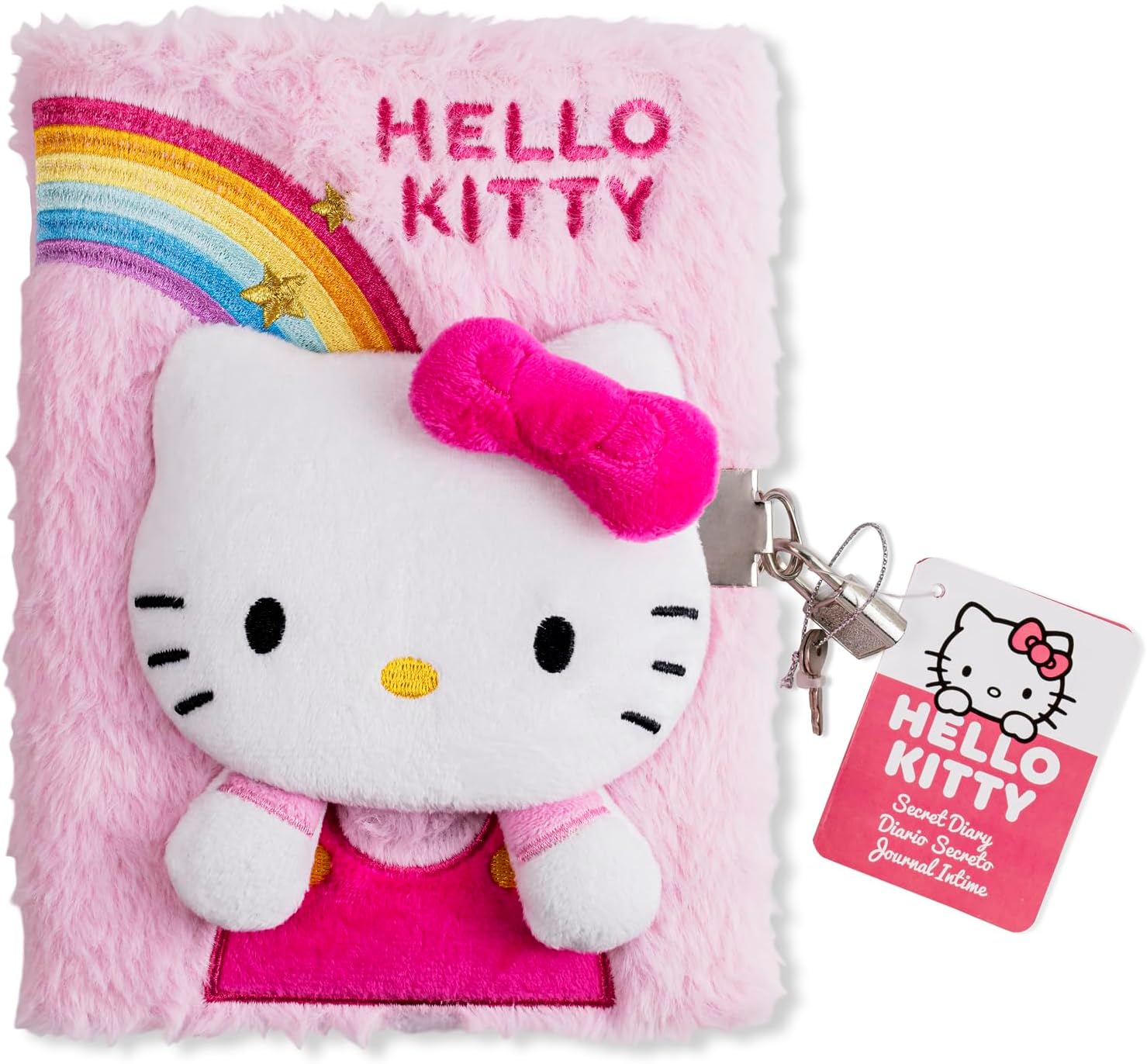 Kids Licensing Hello Kitty Girls 3-D Secret Diary with Lock A5 Lined Plush Notebook for School