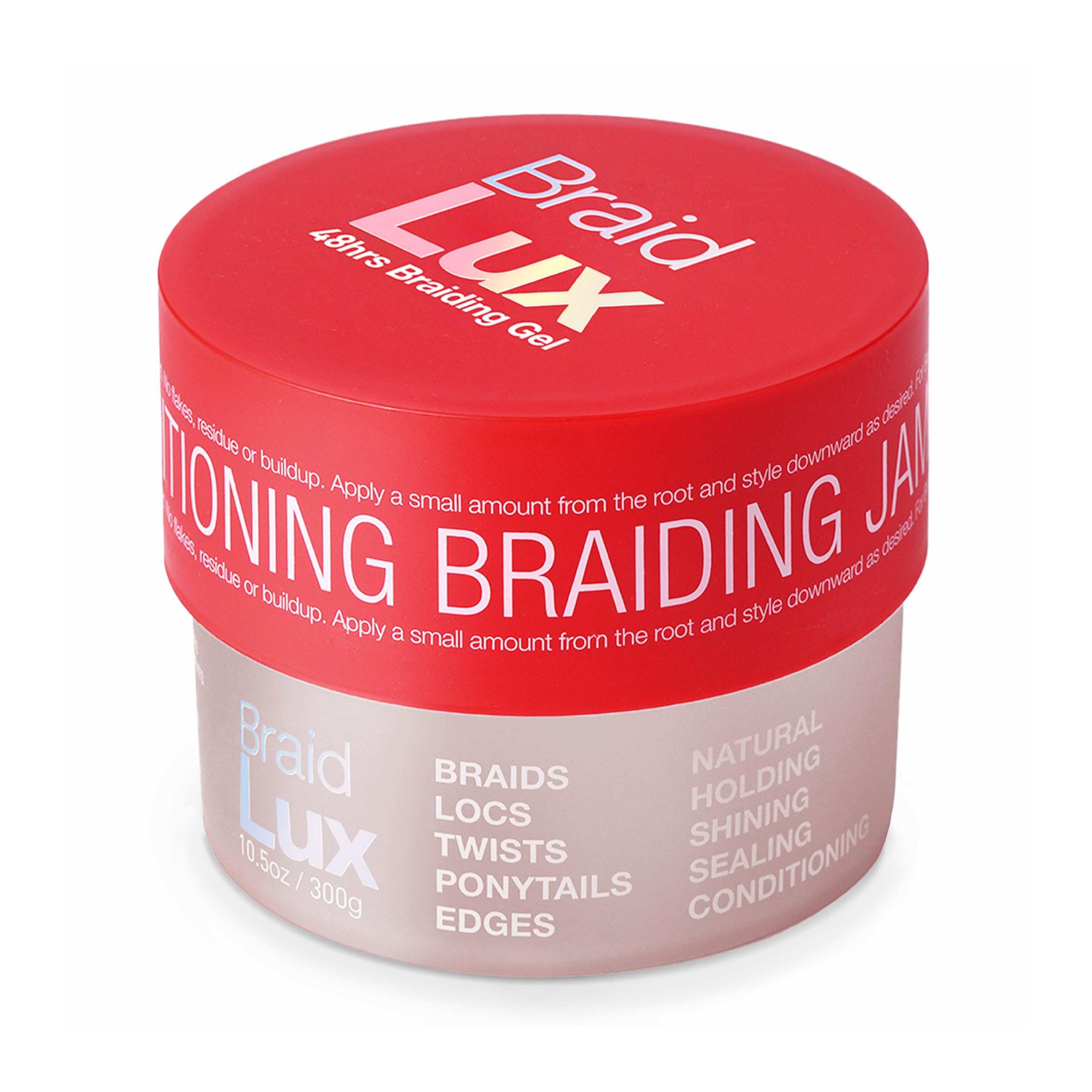 Braid Lux Braiding Gel Braids, Locs, Twists with Castor Oil, Keratin, Biotin, and Olive Oil - High Shine, Sealing Non-Flaking, Non-Greasy Scented Frizz Tamer for All Hair Types, 10.58 Ounce, Original