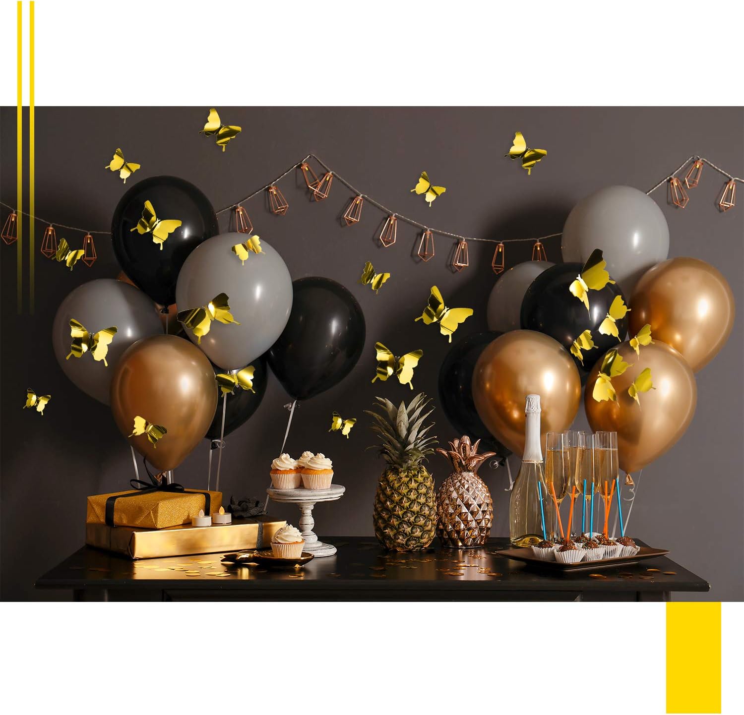 48 Pieces Butterfly Wall Decor DIY Mirror 3D Butterfly Stickers Removable Butterfly Decals for Home Nursery Classroom Kids Bedroom Bathroom Living Room Decor (Gold)