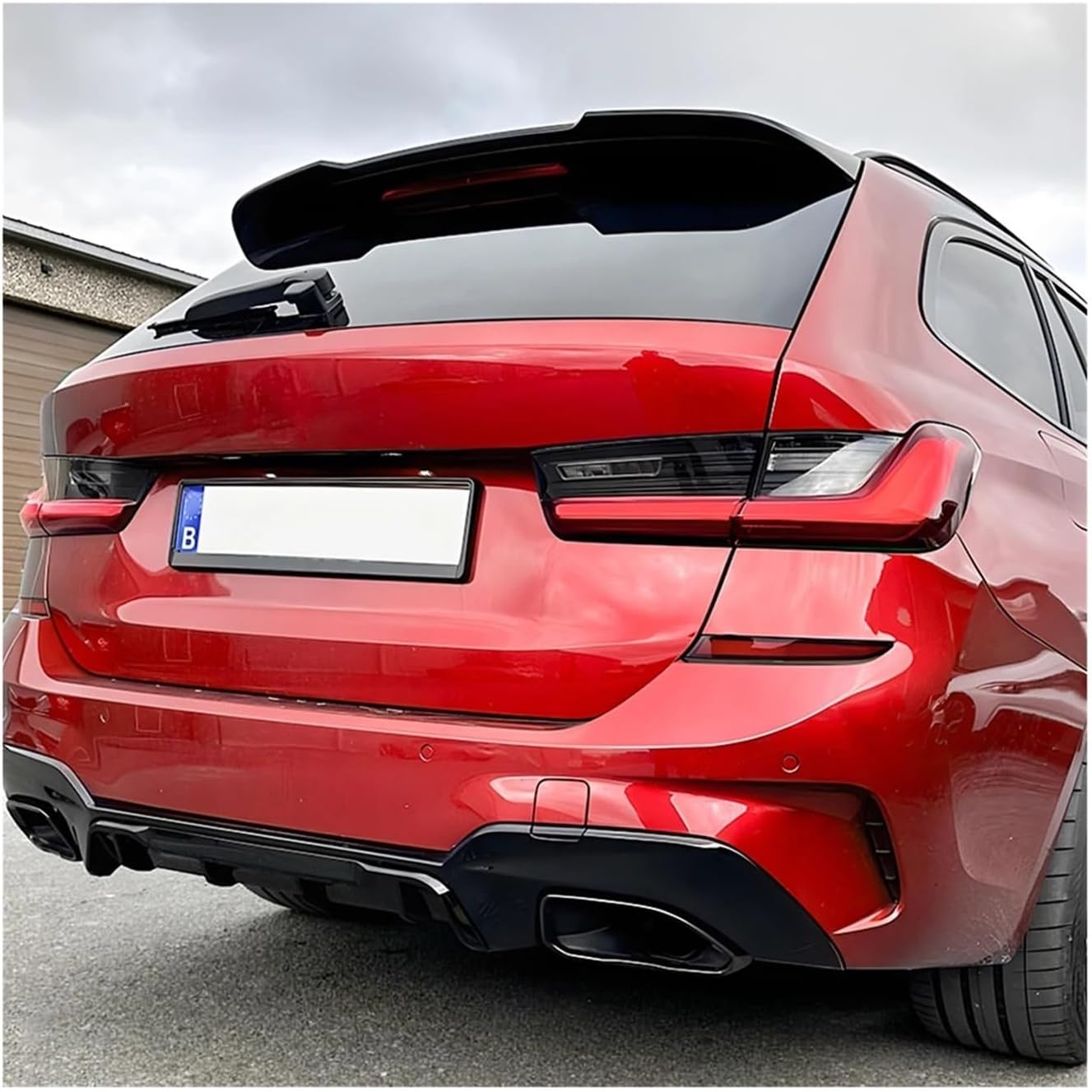 Car Roof Trunk Wing Top Tail Wing Fixed Wind Wing Spoiler Splitter Exterior Guard Cover Compatible for BMW 3 Series Touring G21 2019+ MP(Carbon Look)
