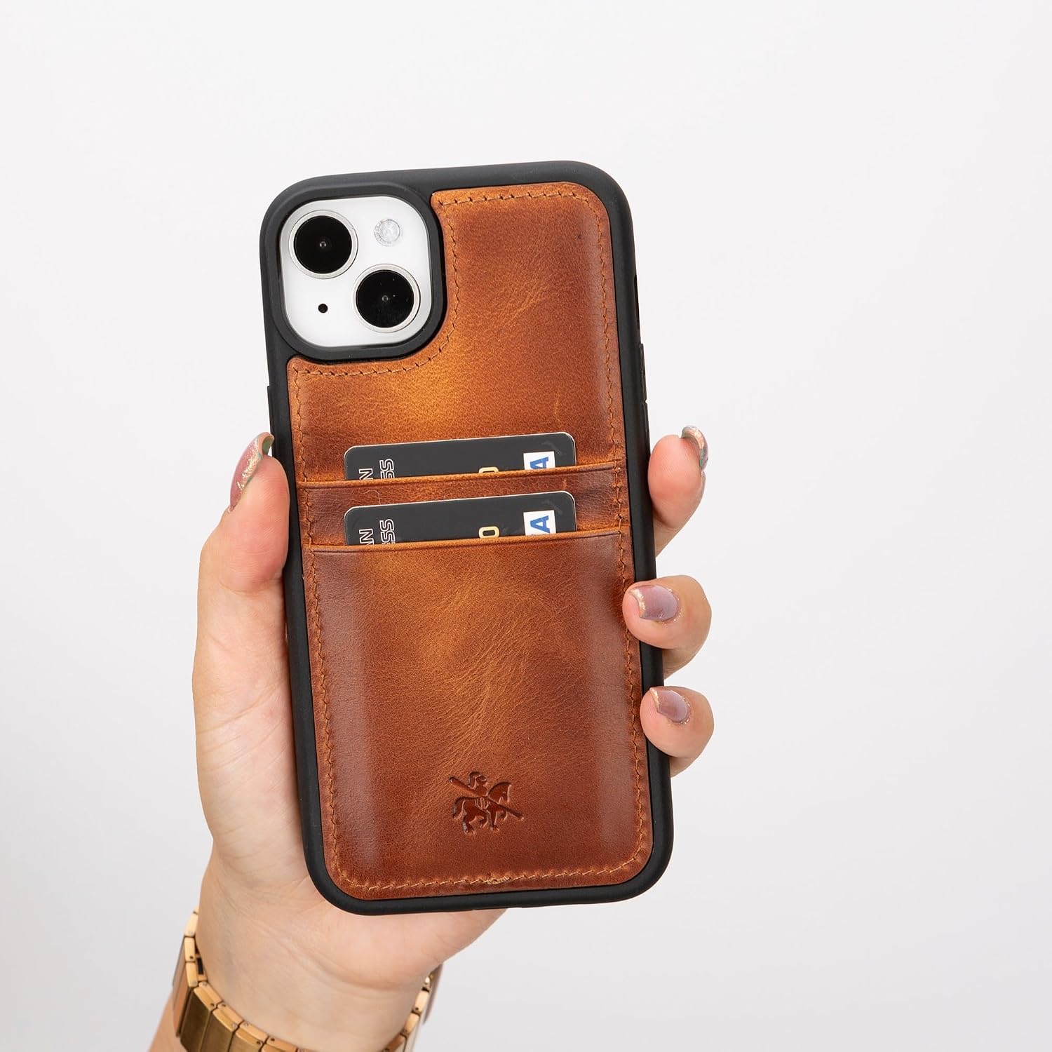 Venito for iPhone 15 Plus Case with Card Holders Extra Secure with RFID Blocking, Protective, Slim Phone Case 6.7 inches, Capri - Antique Brown