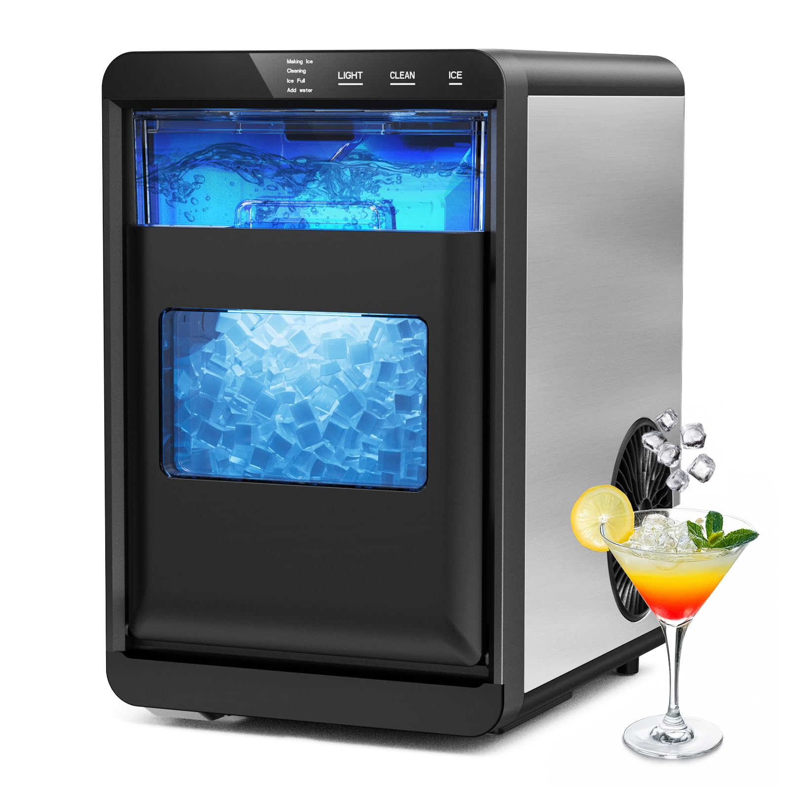 Nugget Ice Maker Countertop, 45lbs/24h With Water Tank Pebble Ice Maker, Self-Cleaning Pellet Ice Machine Ready In 5-10min, Nugget Ice Machine For Kitchens/Home/Office on Fridge.com - View 1