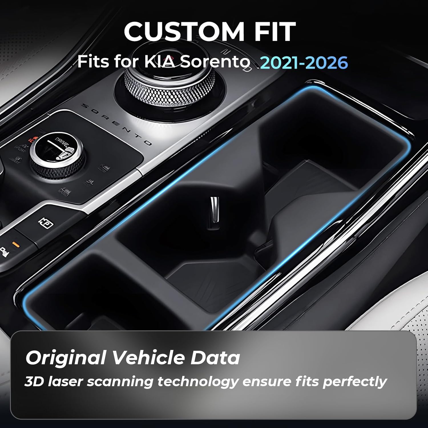 Center Console Cup Holder Inserts for KIA Sorento 2026 2025 2024 2023 2022 2021, Interior Accessories TPE Car Cup Holder for 2021-2026 Sorento, Black