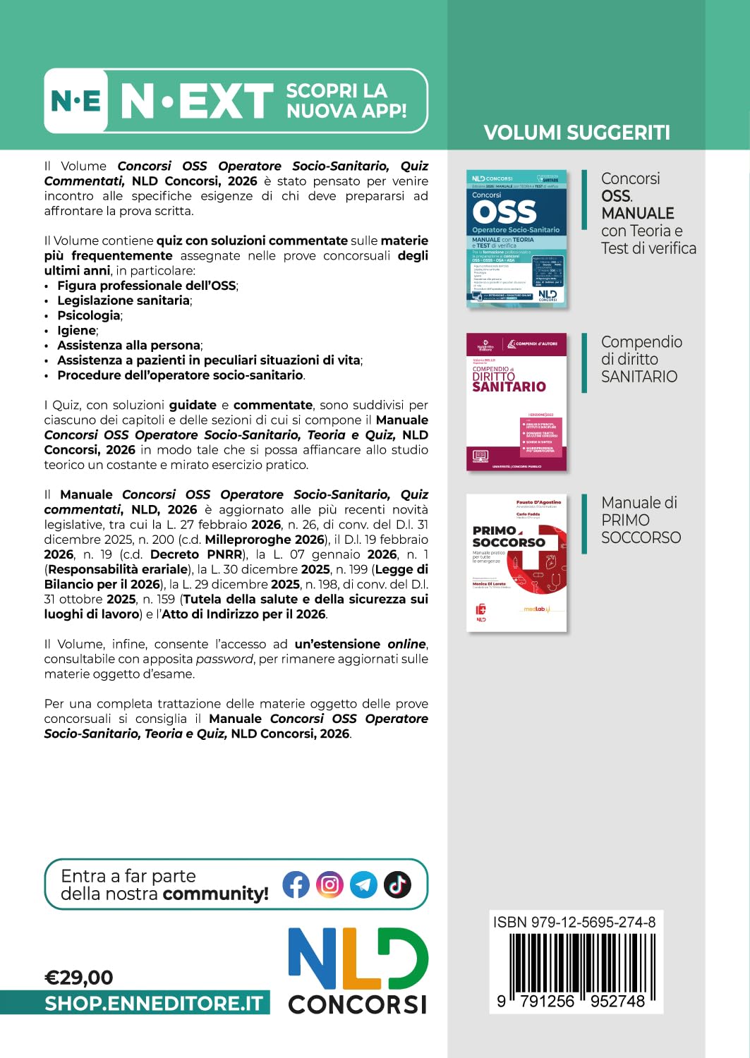 Concorsi OSS Operatore Socio-Sanitario 2026. Quiz commentati per la preparazione al concorso. Con espansione online
