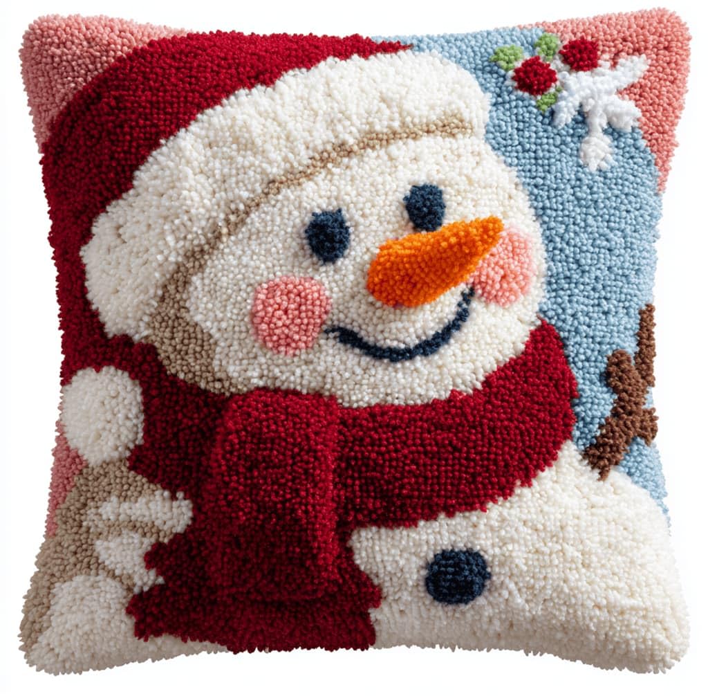 Kitquiver Latch Hook Kits Donkey for Adults,Snowman DIY Latch Hook Cushion Kits and Latch Rug Kits Cross-Stitch Embroidery Cushion Cover for Home Sofa Decoration 17X17 in