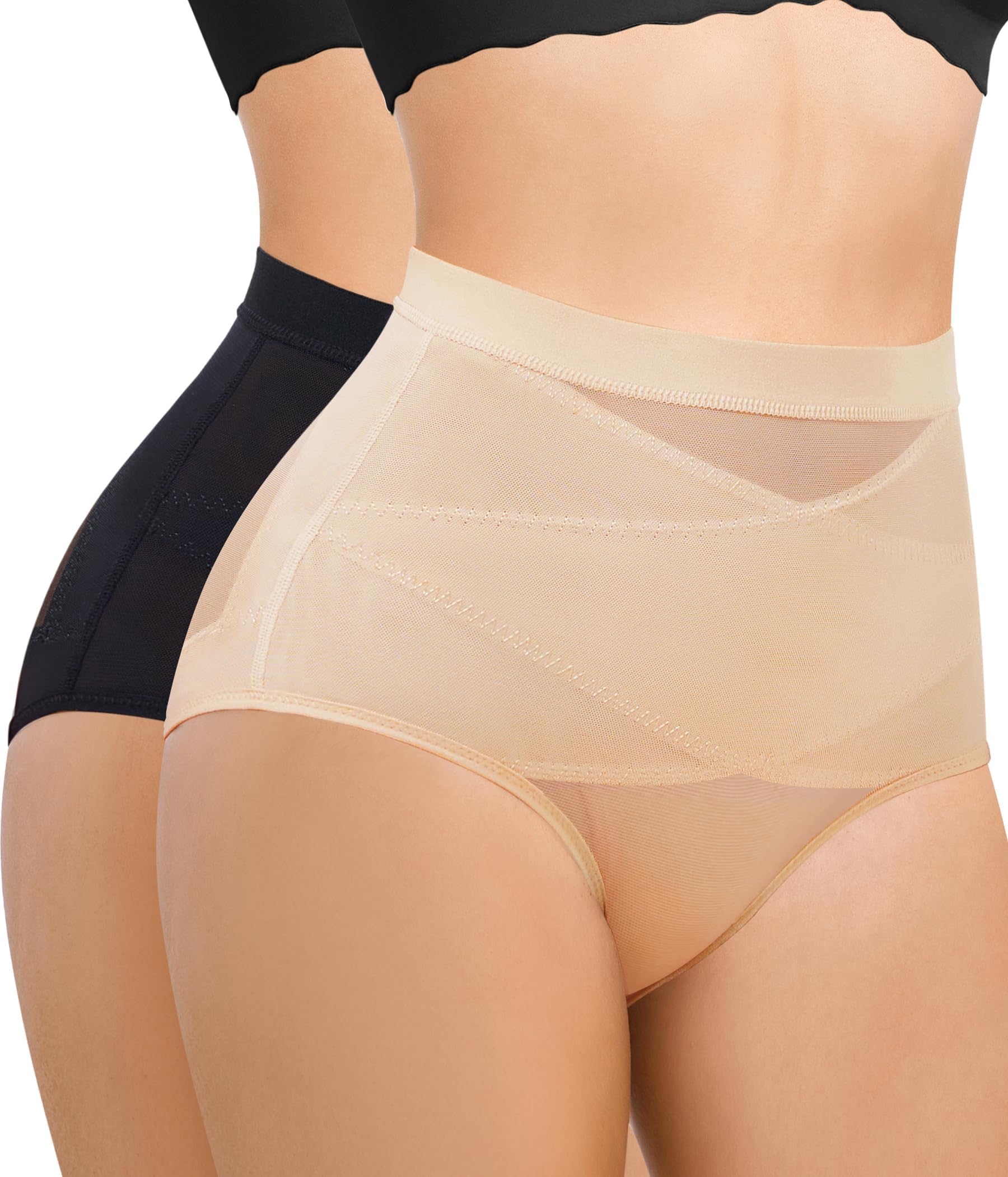 Gotoly Pack de 2 Braga Faja Reductora Mujer Invisible Adelgazante Shapewear Braguitas Moldeadoras Control de Barriga Faja Sin Costuras