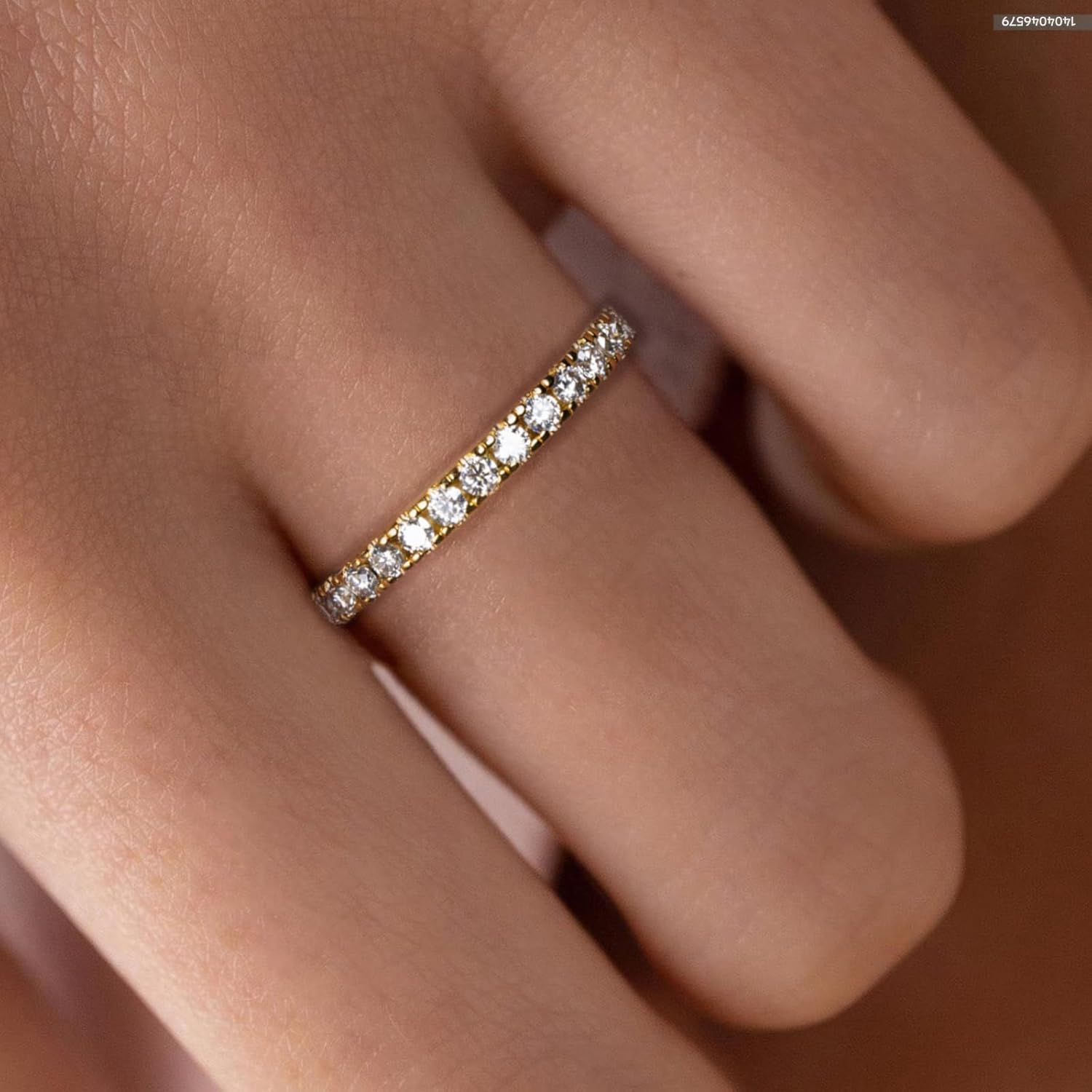 1.9MM D Color Moissanite Half Eternity Band Ring 18K Gold Plated Wedding Yellow Color Rings for Women Jewelry With Certificat - Image 7