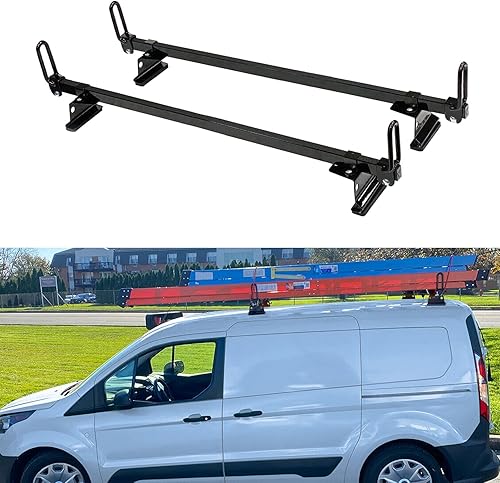 Miniatura 7 de Peforway Estantes de techo, estantes de escalera de techo para Ford Trasit Connect 2014-2023, 2 barras de acero inoxidable (negro)