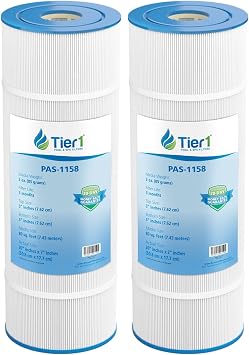 Tier1 Replacement for Pentair CCP320 Pool Filter 2-Pack | Compatible with Unicel C-7470, Pleatco PCC80, Filbur FC-1976, Clean & Clear Plus 320 | 20" x 7" | Trilobal Fabric | Washable Filter Cartridge