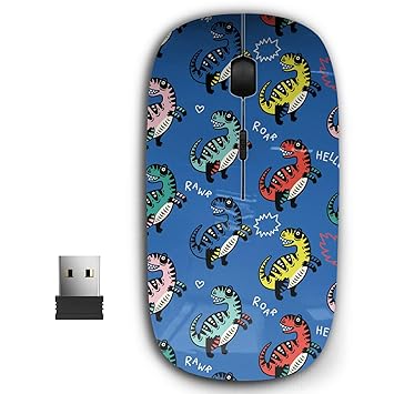 2.4G Ergonomic Portable USB Wireless Mouse for PC, Laptop, Computer, Notebook with Nano Receiver ( Trex Dino Simple )