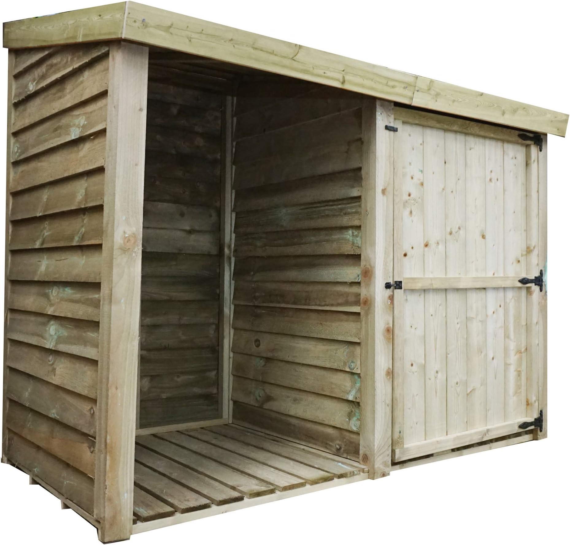 Waltons Wooden Log Store 3x7 Outdoor Garden Storage, Overlap, Pent Roof, (3 x 7 / 3ft x 7ft)