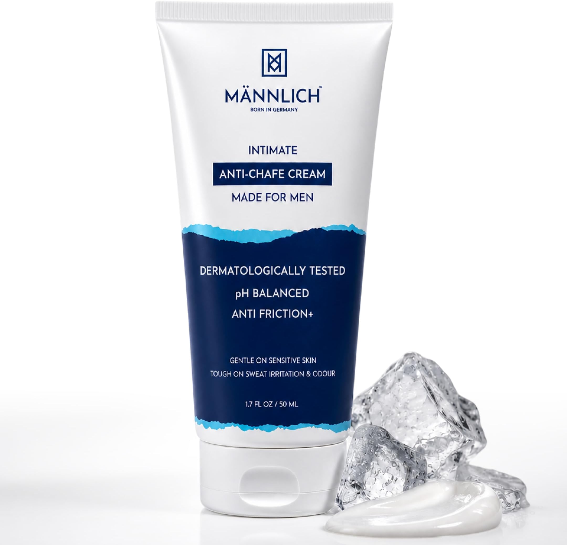 Mannlich Anti Chafing Cream for Men, Anti-Rash Cream for Intimate Areas, Reduces Inner Thigh Rashes from Sports and Fitness Activities, Prevents from Sweat, Odor, Irritation & Rashes | Dermatological