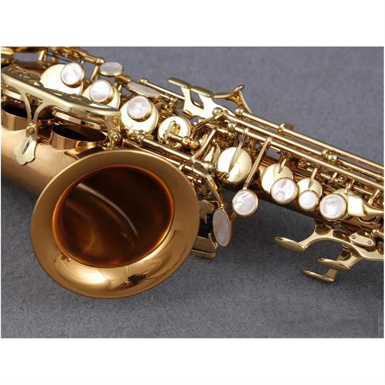 sassofono Sassofono Soprano Per Studenti Si Bemolle Caffè Oro Sax Soprano Curvo Professionale Strumento Musicale (Color : Leather bag)