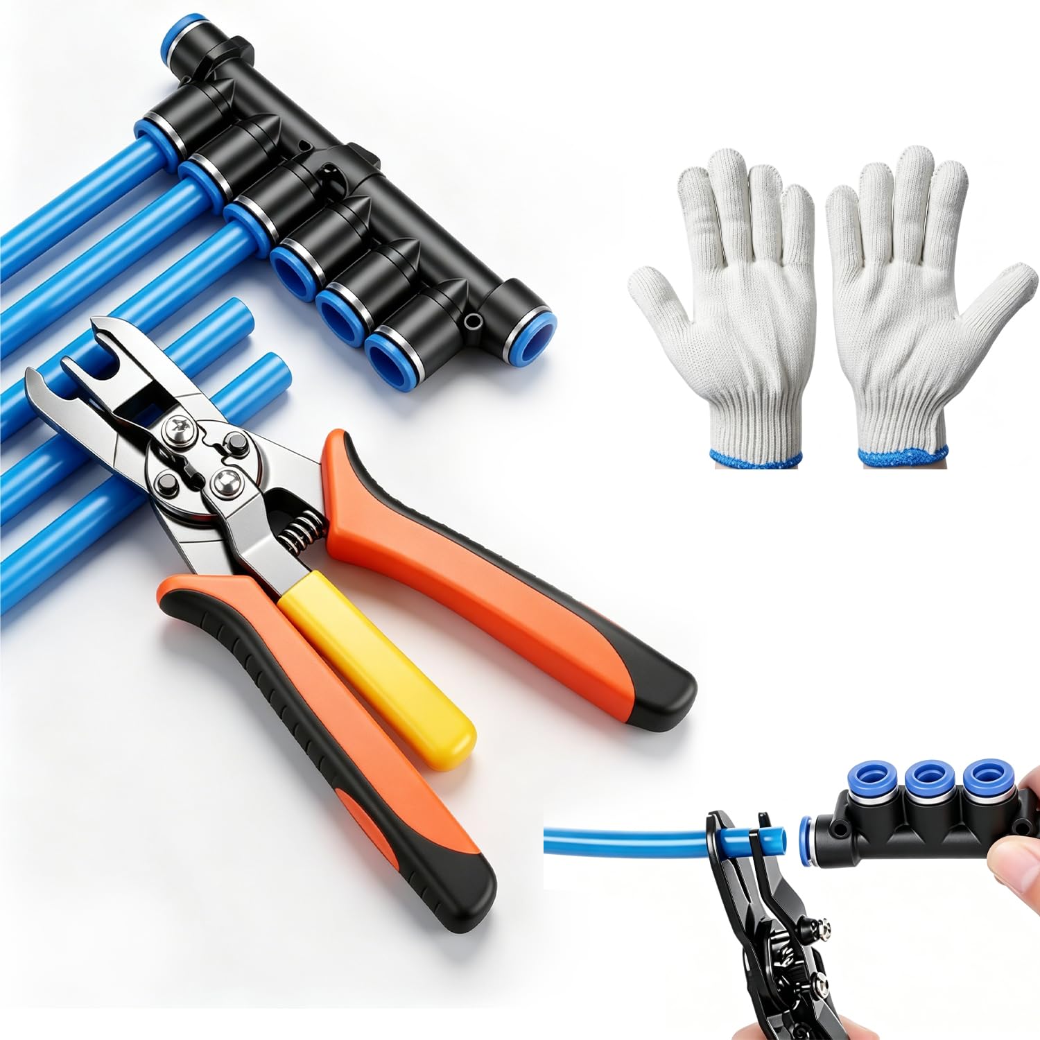 Pince à Déconnecter Rapide pour Raccords Raccord Pneumatique 6/8 mm | Outils de Déconnexion de Tuyau d'Air à Insertion Structure à Levier Économe en Effort Idéale pour les Espaces Étroits
