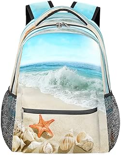 Mochilas de viagem para laptop para mulheres homens e mulheres, com estampa de estrela do mar, resistente à água, mochilas escolares leves para adolescentes meninas/meninos, mochila casual para viajar, acampar, caminhar, Multicor, Medium