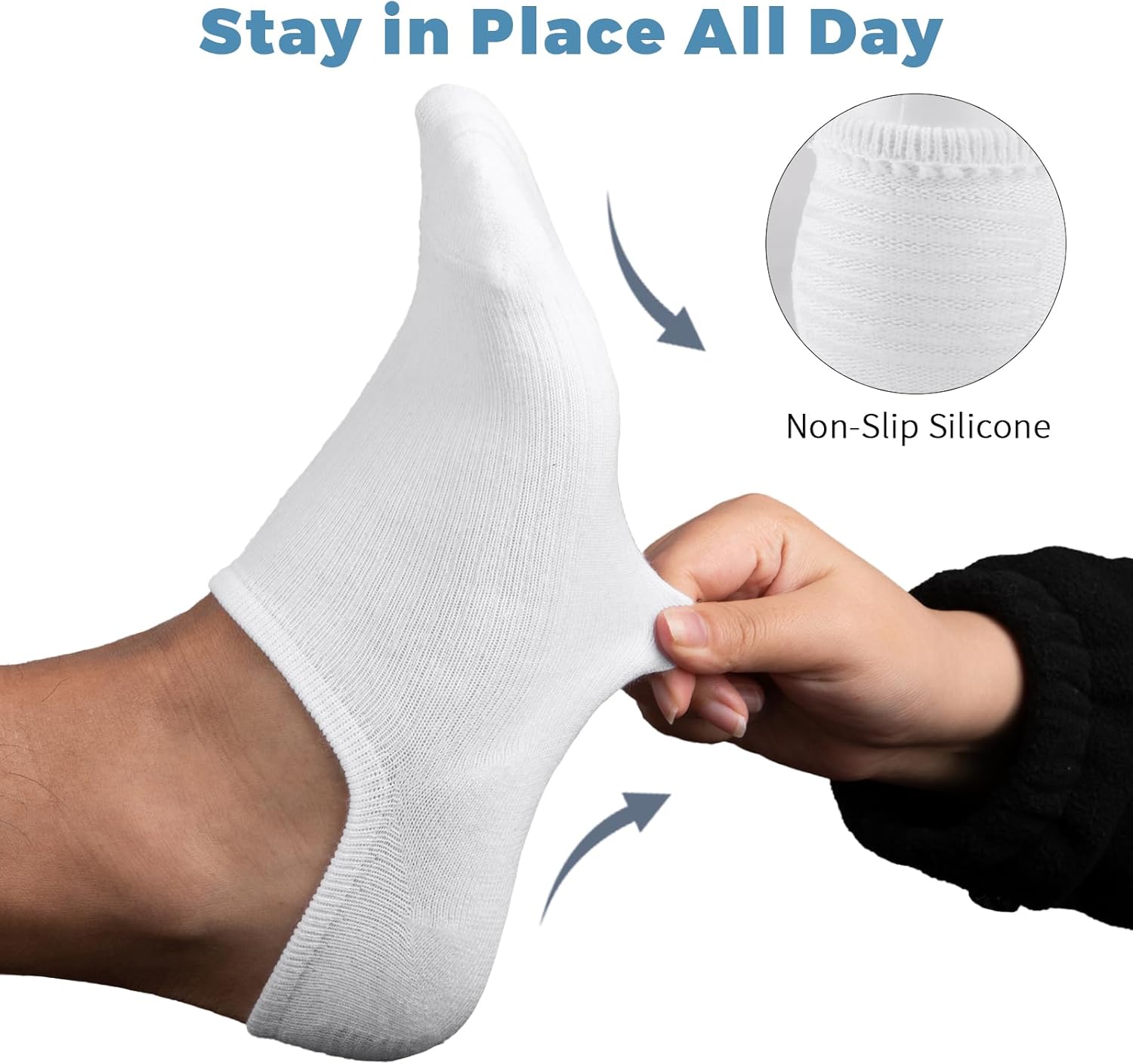 COOVAN No Show Socks for Men 7 Pack Cotton Casual Basic Invisible Socks with Non Slip Grip - Image 2