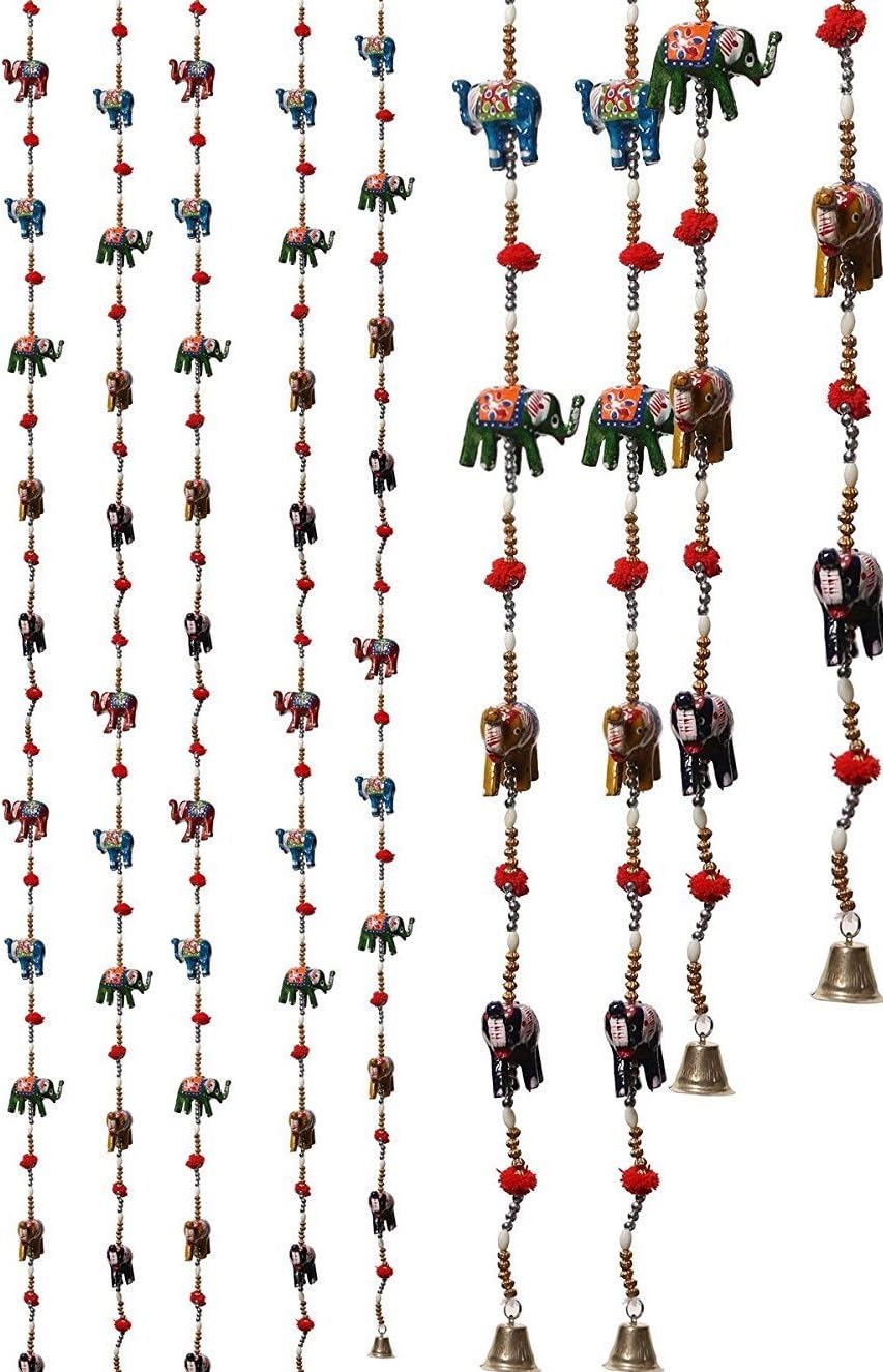 A1Sonic Quality for less Pack of 2 Indian Hanging Elephants String decoration unique design with ball in between 5 elephants