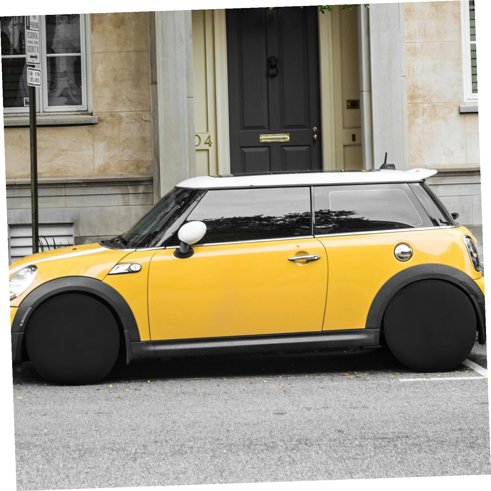 POPETPOP Fundas para Neumáticos De Coche 420d Oxford Negra, 4 Unidades, para Diámetro 60-66 Cm y Ancho 30 Cm, Protección Solar y Almacenamiento, para Caravanas y Coches Exterior