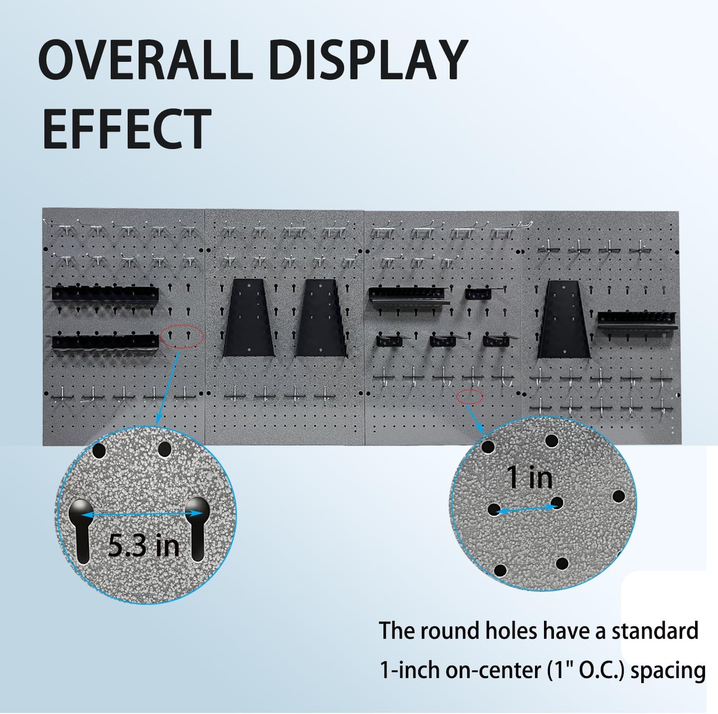 Metal Pegboard Wall Organizer 4 Packs Pegboard with115 PCS Hooks Grey Pegboard Tool Organizer Kit for Garage Workshop