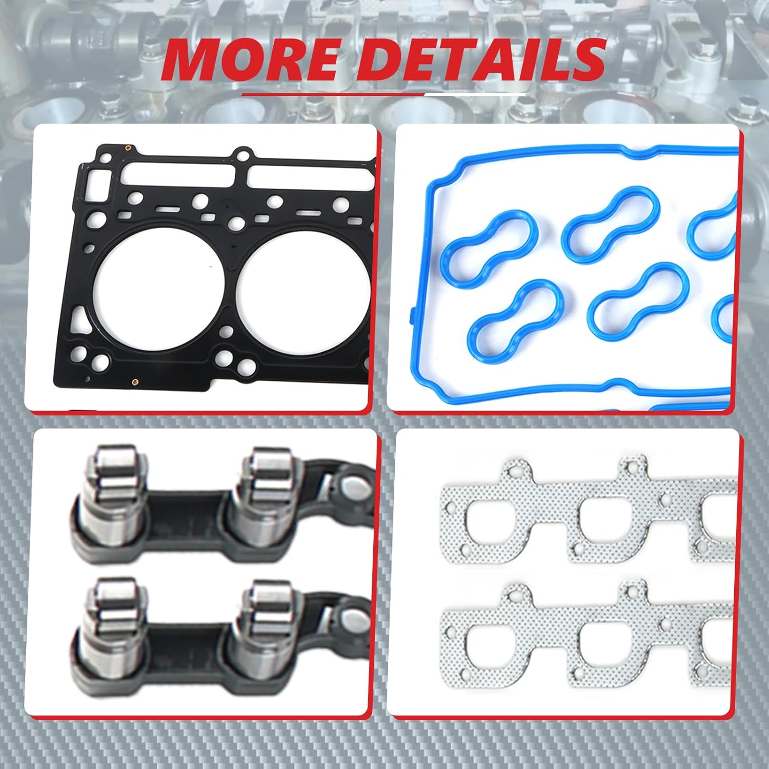 NON MDS Lifters Kit w/Head Gaskets Bolts 53021726AC 53021726AD Fits for 2012-2015 Challenger Charger Grand Cherokee 6.4L 392ci V8 HEMI