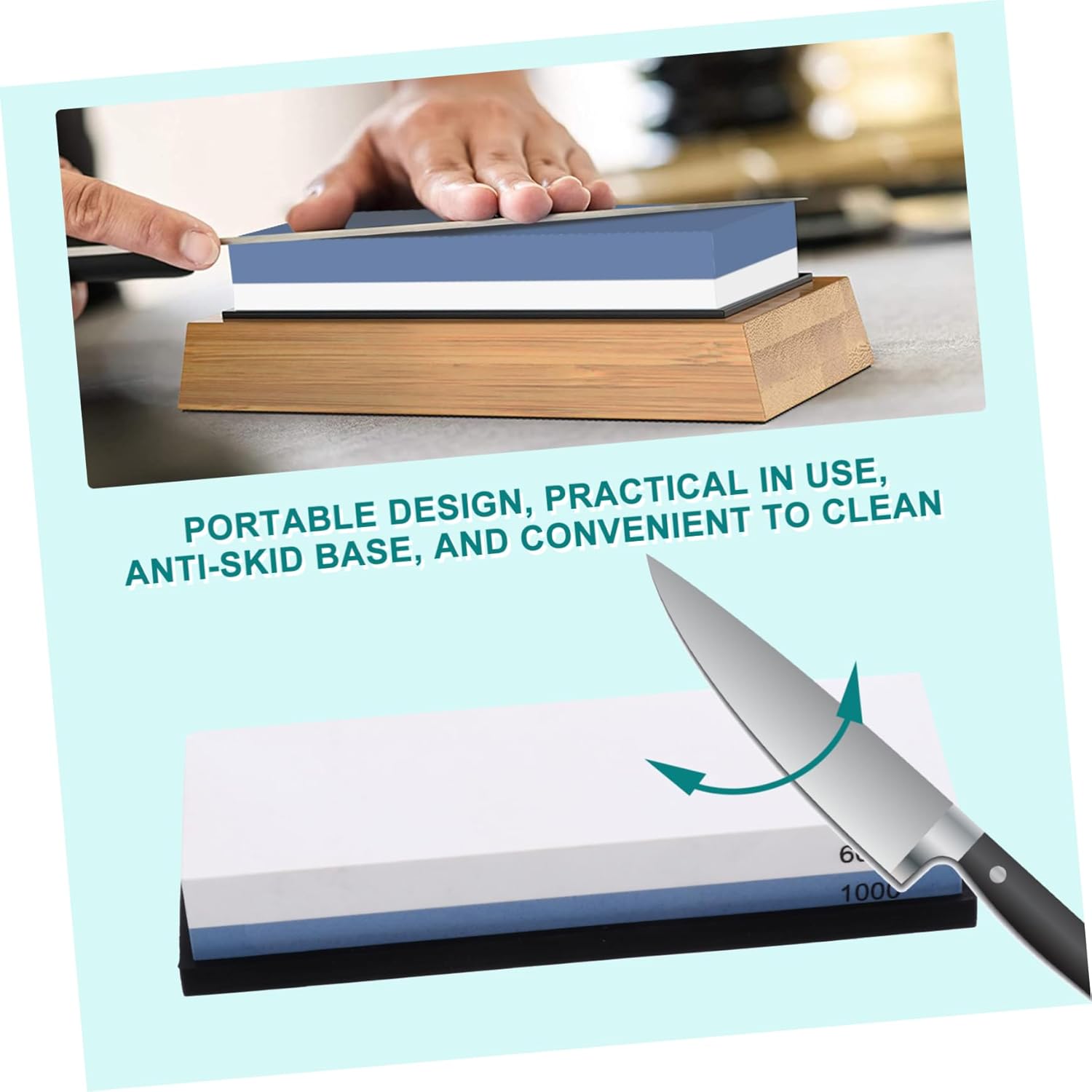 OUNONA 1Set Square Shape Dual Sided Sharpening Stone Grit Portable Grindstone for Kitchen Scissors and Multi Purpose Cutters with Non Slip Base