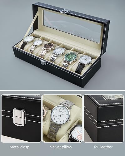 Miniatura 4 de Caja de reloj de piel organizador de joyería con visualización y 12ranuras Ohuhu Gris 1