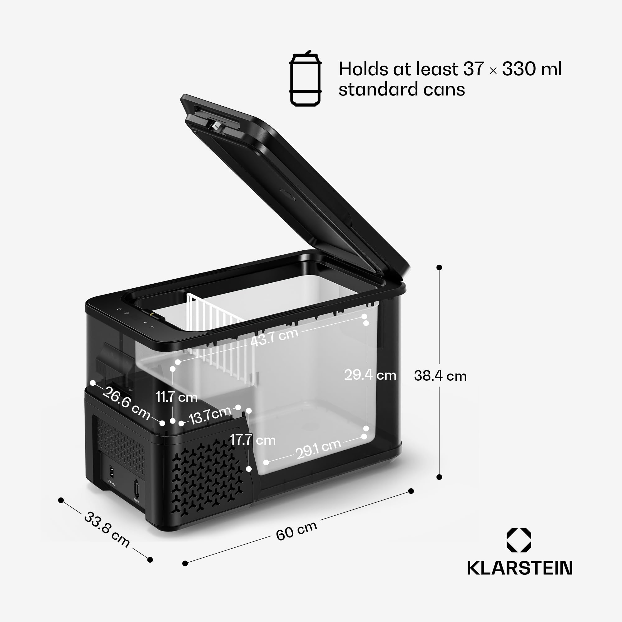Klarstein Lodówka przenośna, Arctiq Uno 27 l – lodówka sprężarkowa, zakres temperatur od -20 do 20 °C, wyświetlacz cyfrowy, 12 V/230 V, kompaktowa, idealna na kemping i w podróże