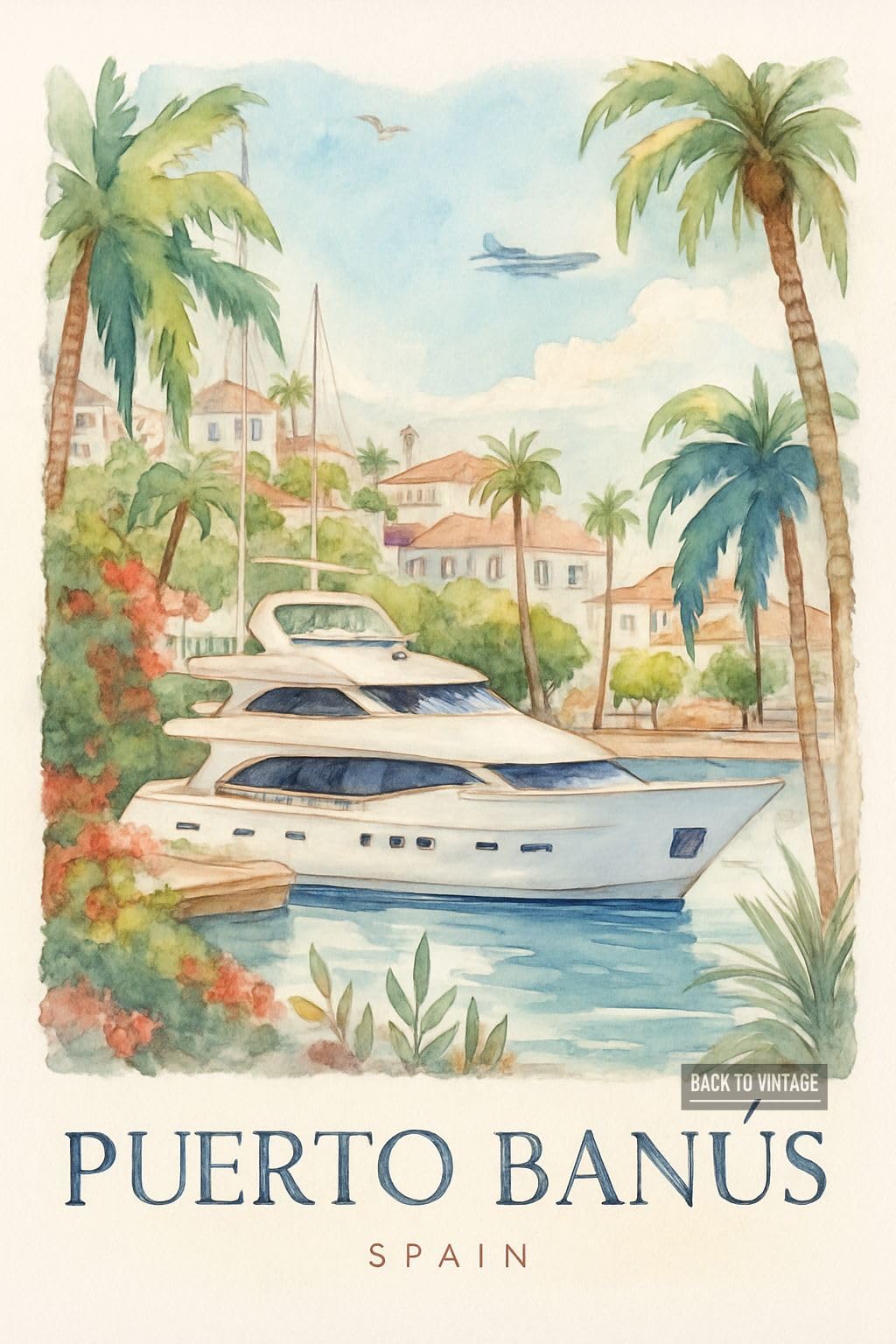 Puerto Banús Luxury Yacht Scene - A4 Travel City Poster Wall Art Home Decor Art Print Featuring Iconic Landmarks and Global Destinations for Interiors Inspired by Culture and Exploration