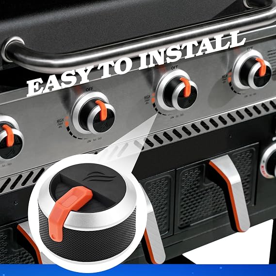 Gas Griddle Grill Orange Knobs 2177, 4 Burner Control Knob, 4 Pack | Compatible with Blackstone 17 22 28 36 Flat Top Gas Griddle with Hardware