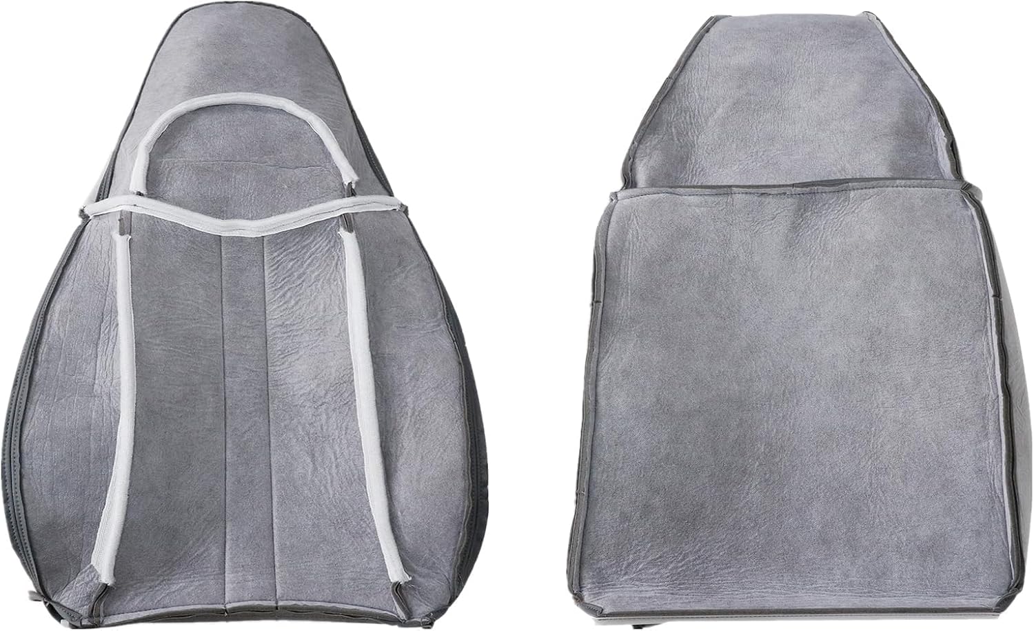 NLQR Front Driver and Passenger Bottom & Top Replacement Seat Covers Dark Gray Microfiber Leather Compatible with Chevy Express GMC Savana Van 2003-2014