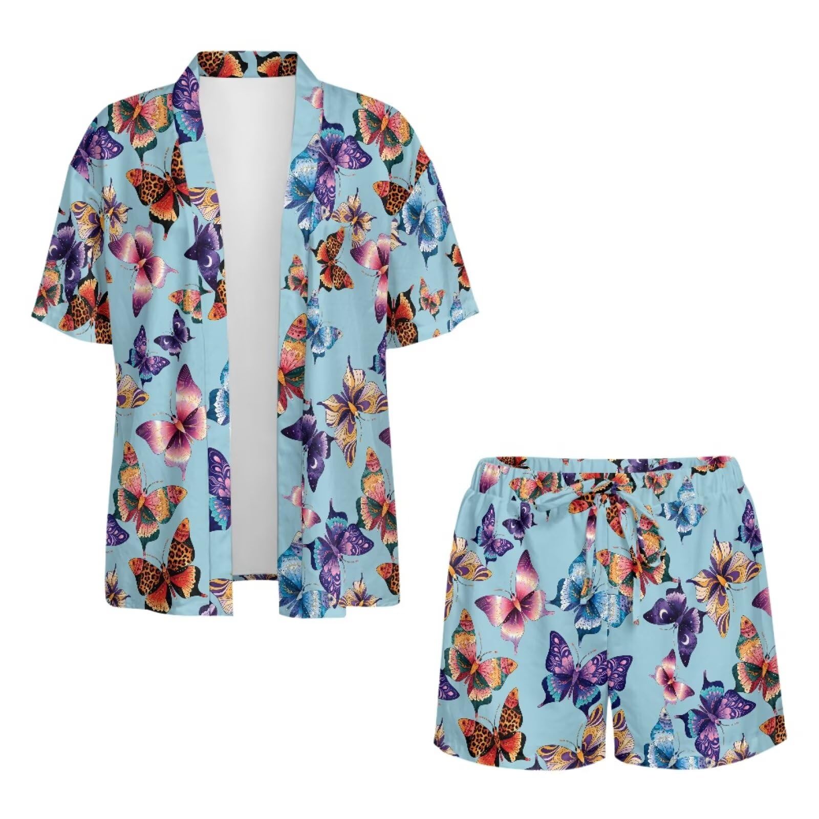 Completo da spiaggia da donna con camicia e pantaloncini aperti