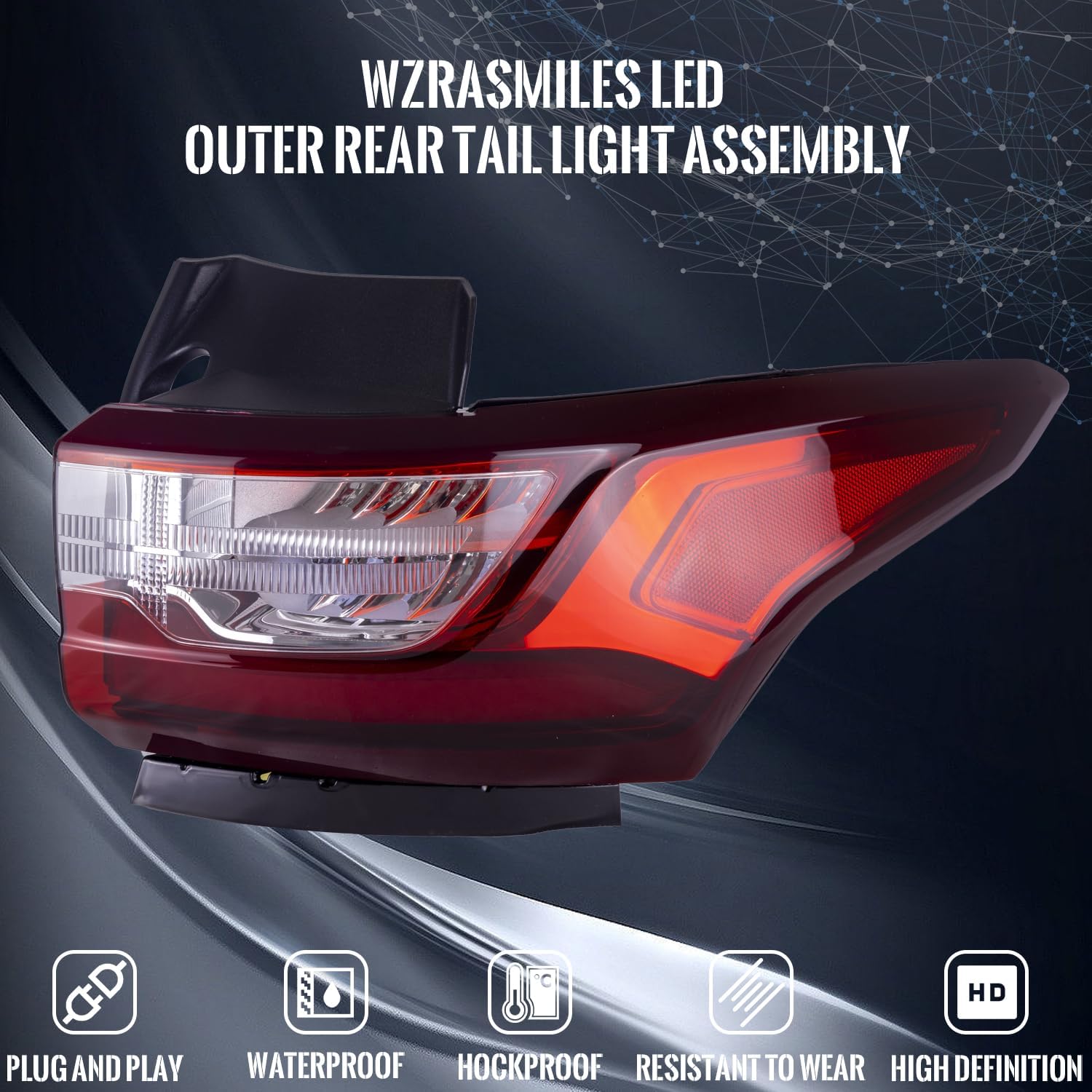 84618032 Right LED Outer Rear Tail Light Assembly Compatible With 2018-2021 Chevy Traverse Brake Lamp With Blubs GM2805130