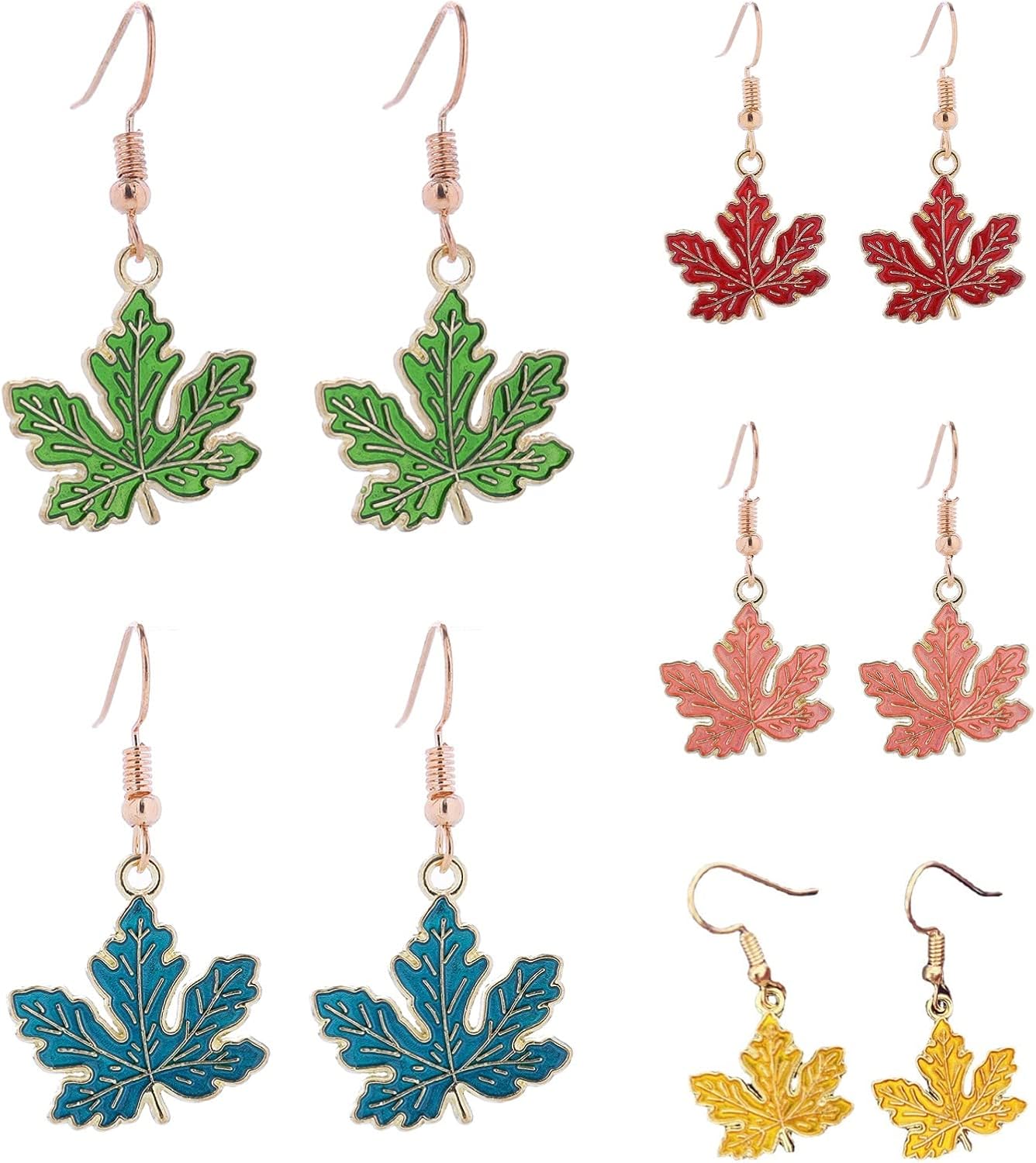 Colorful Thanksgiving Maple Leaf Dangle Earrings Dainty Fall Leaf Earrings for Women Girls Jewelry