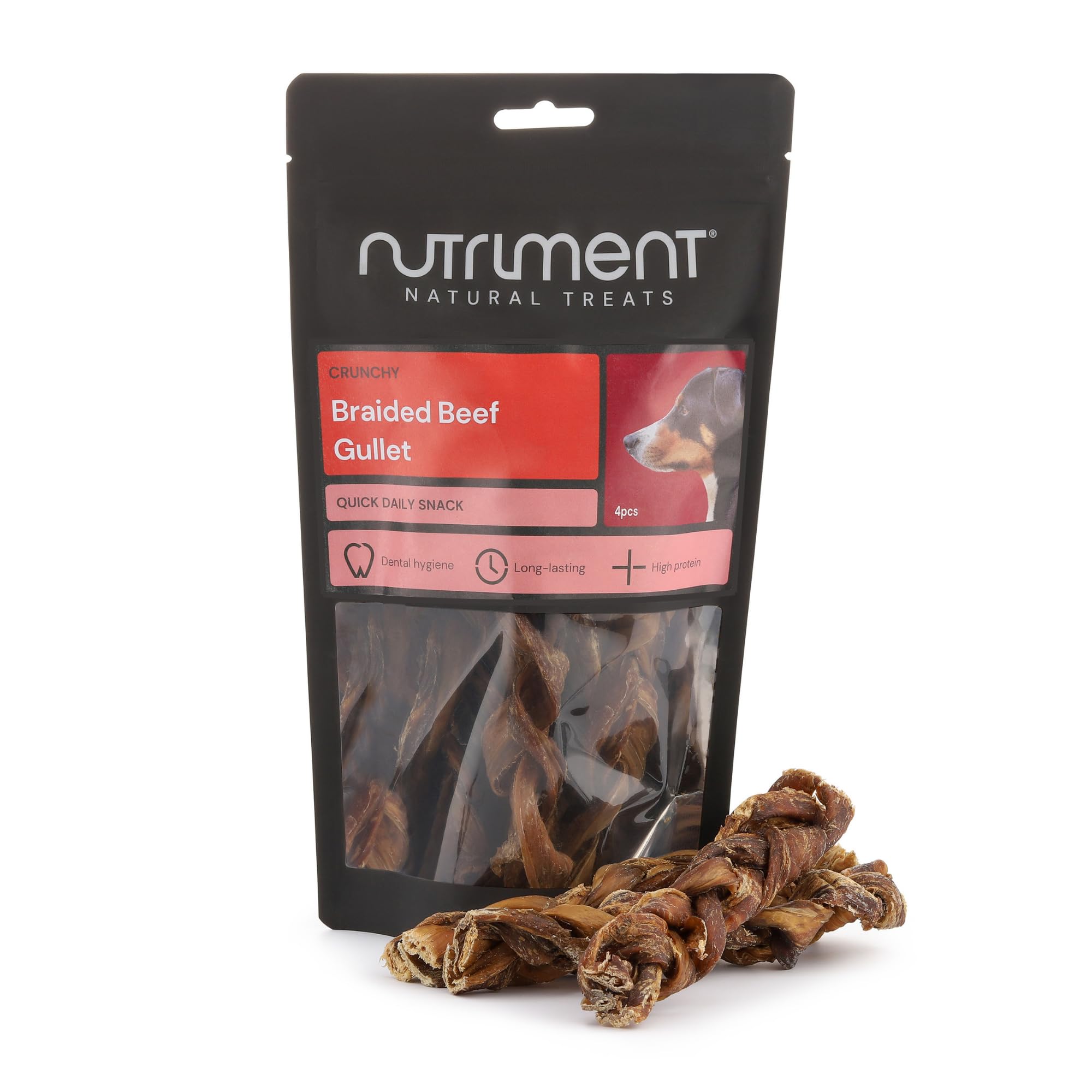 Natural Treats Braided Beef Gullet For Dogs (4pcs) Hypoallergenic Grain Free Low Fat Treats