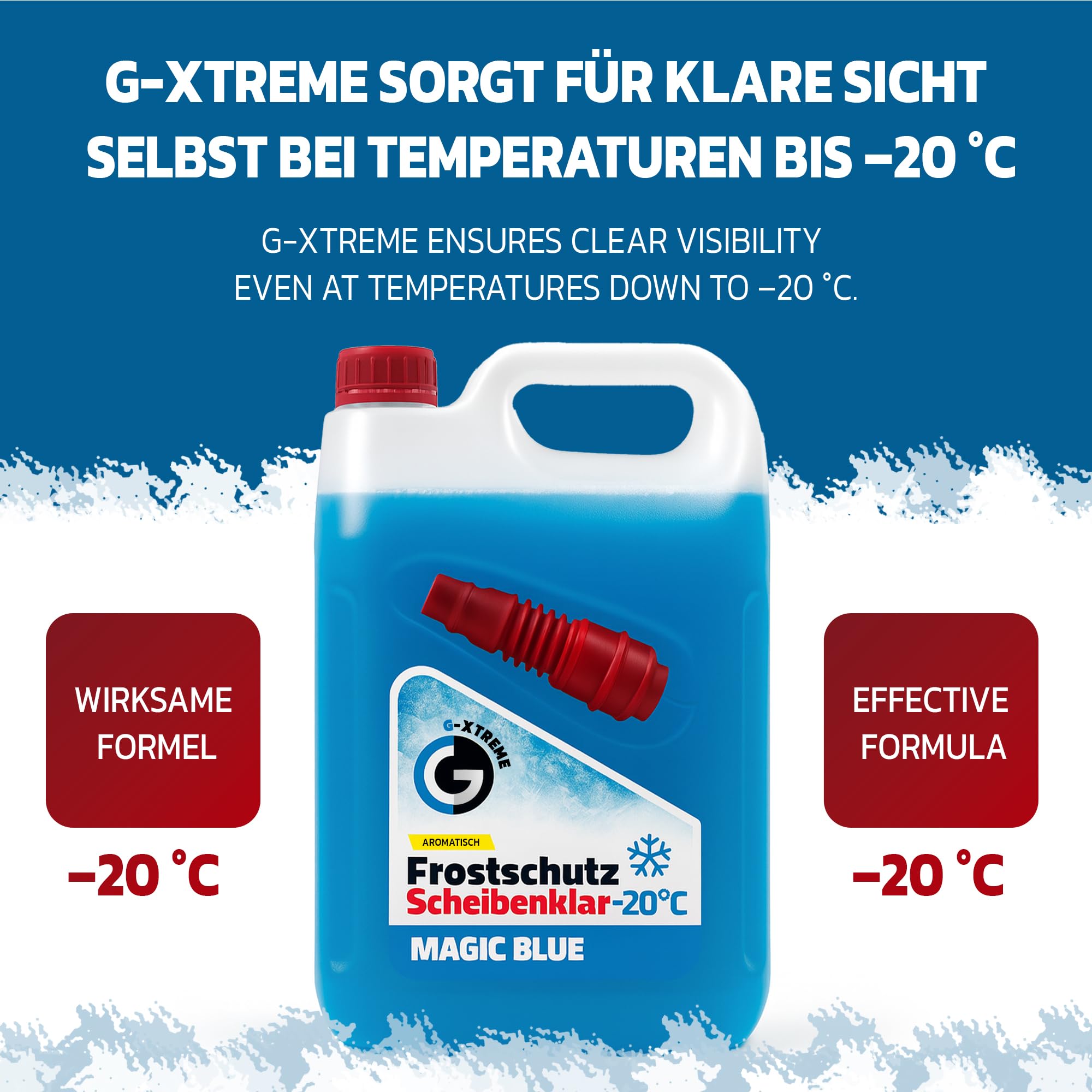 Gamix Scheibenfrostschutz mit Magic Blue Duft | Schlierenfreier und effektiver Scheibenreiniger für den Winter | Gebrauchsfertige frostschutzmittel scheibenwaschanlage | 4x5L = 20L