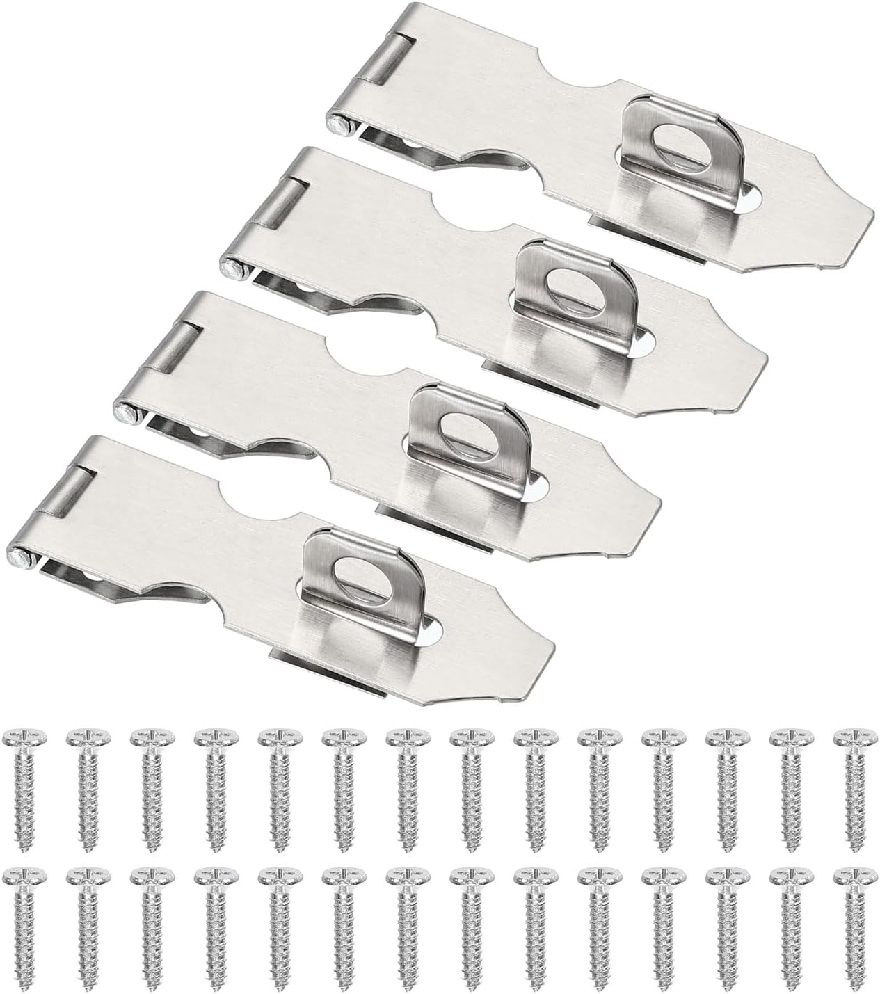 PATIKIL Door Lock Hasp Latch 3 Inch, 4 Pcs Stainless Steel Safety Hasp Lock Clasp Hinge Packlock with Screws for Door Gate Cabinet Closets, Silver