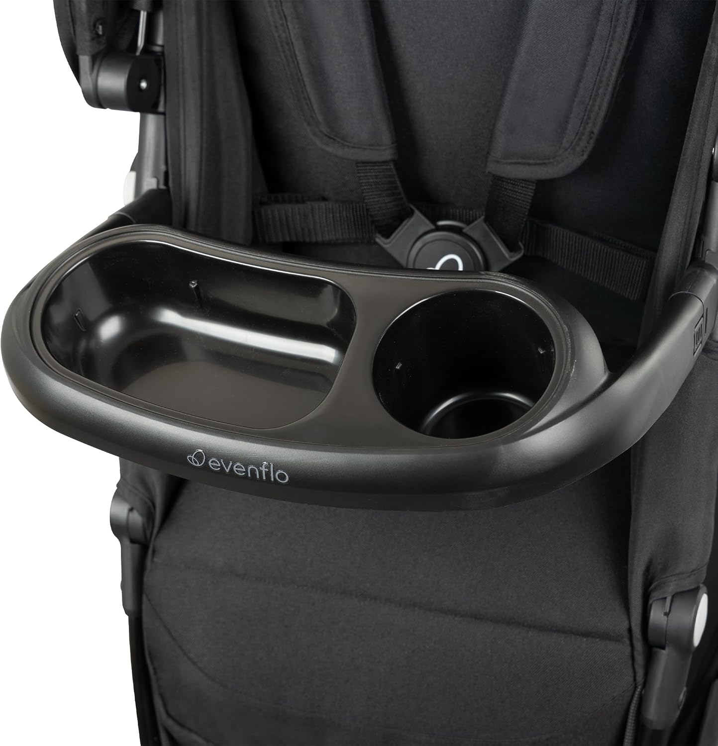 Snack tray attached to the Evenflo Pivot Xpand NXT Stroller