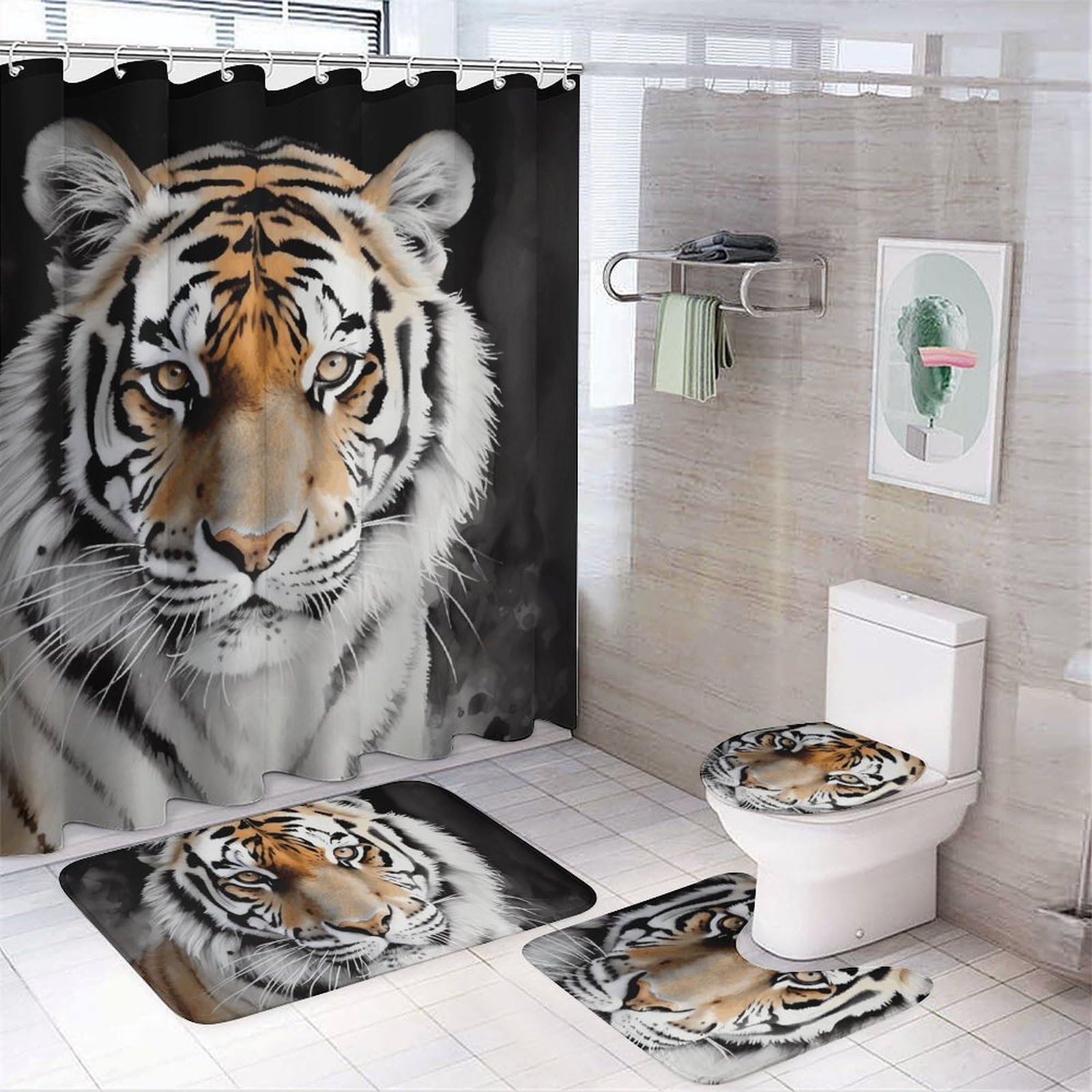 Tapis de bain absorbant et rideau imperméable pour une pièce toujours sèche