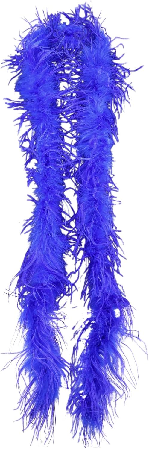 2M Ostrich Feather Scarf,Feathers Boa Ostrich Feather Shawl Decoration for Costume Dancing Wedding Crafting Party,Dark Blue