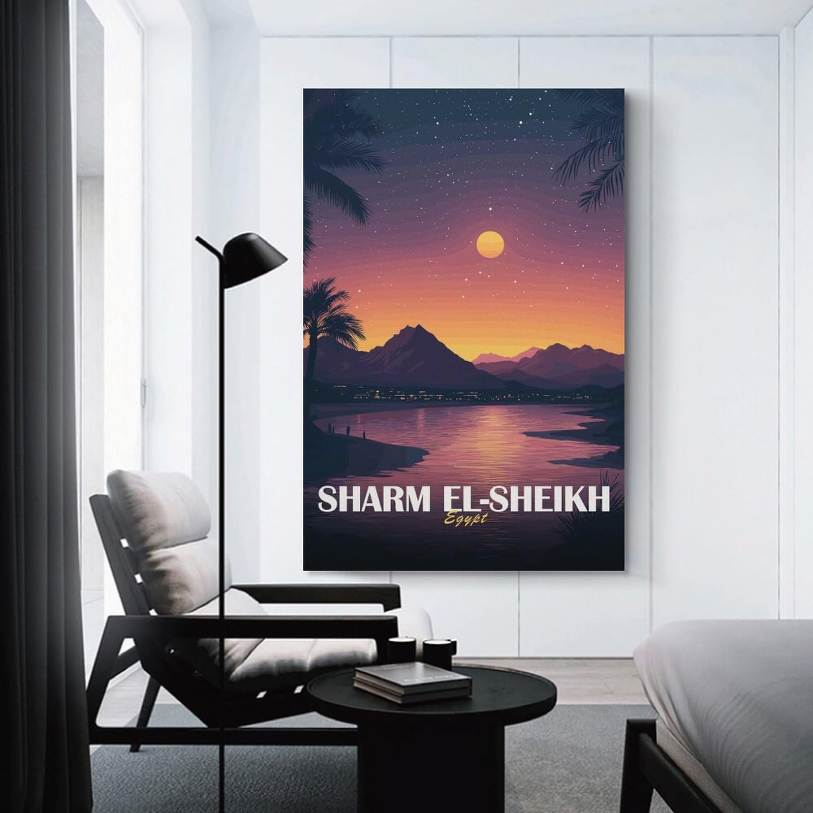 Junmoney Room Decor Wall Art Sharm El-Sheikh Egypt Sunset Landscape, 08x12inch(20x30cm), for Flats, Guest Rooms Or Compact Rooms, Wall Decor with Flexible Room Appeal