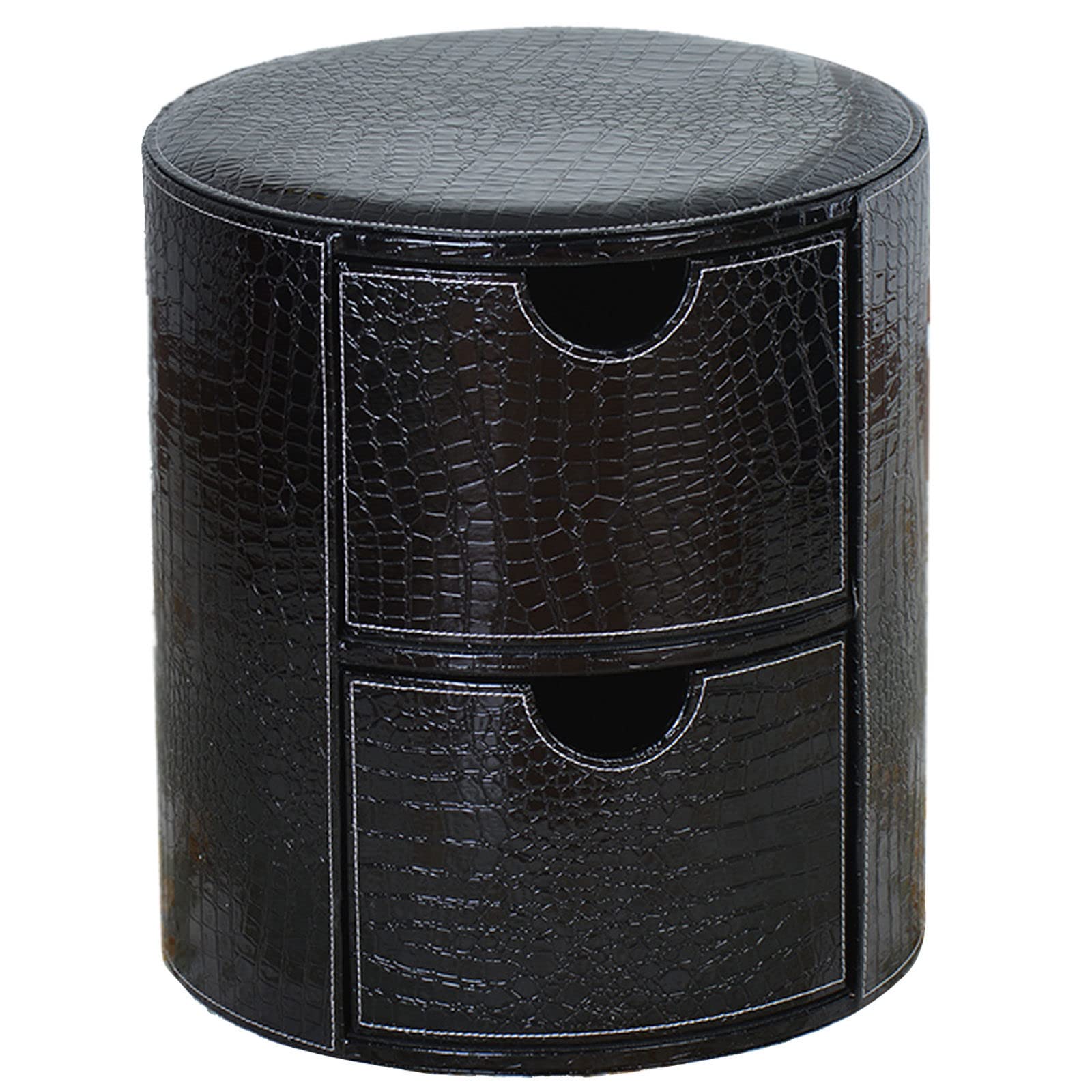 Pouf rangement rond double tiroir, repose-pieds et tabouret de chevet