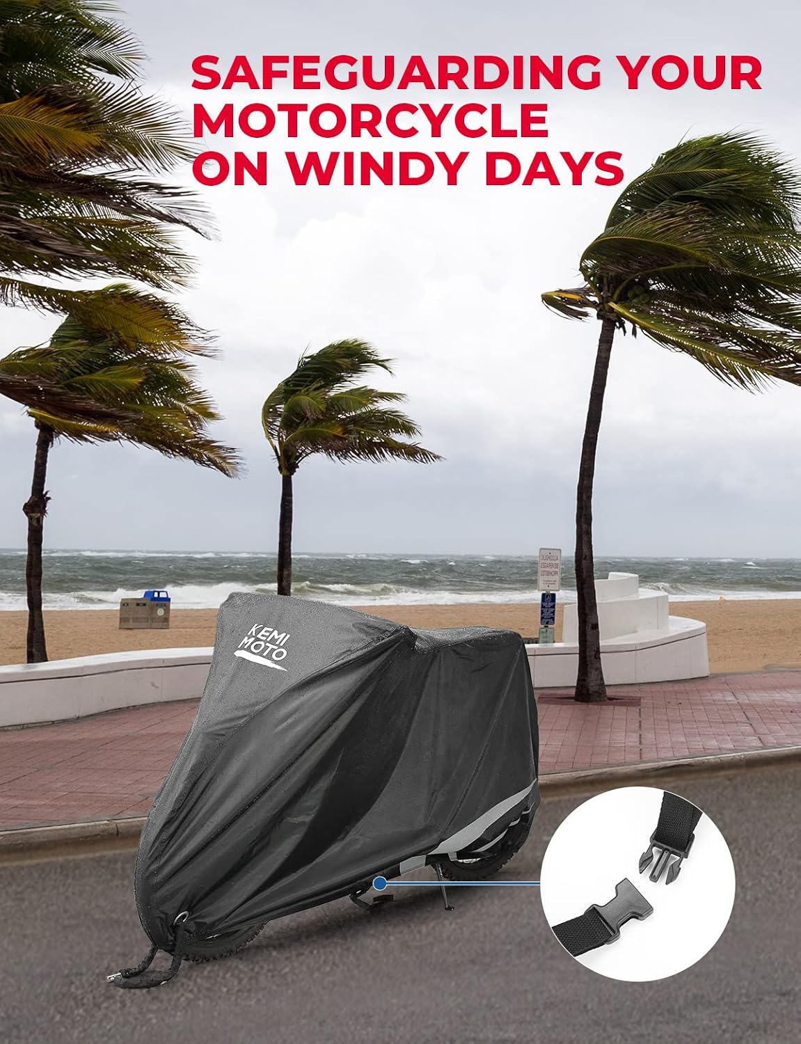 KEMIMOTO Heavy Duty 420D Motorcycle Cover Waterproof All Weather image 2