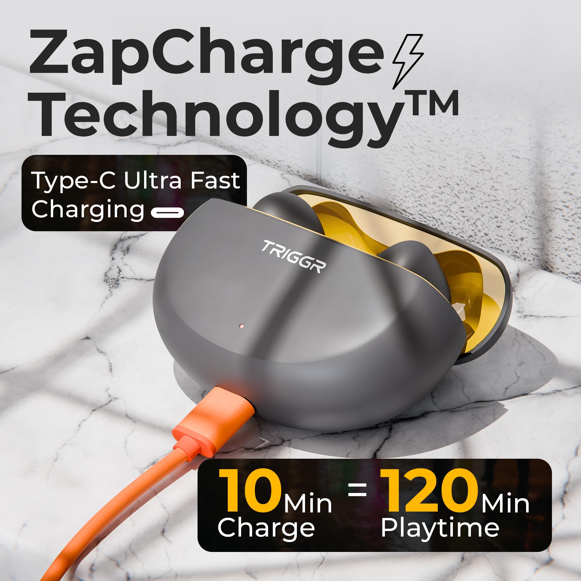 TRIGGR Ultrabuds N3 with Crisp Calling, 50H Playtime, 13mm Drivers, BassXpand Bluetooth (Canary Smoke, in The Ear) — Amazon image 6