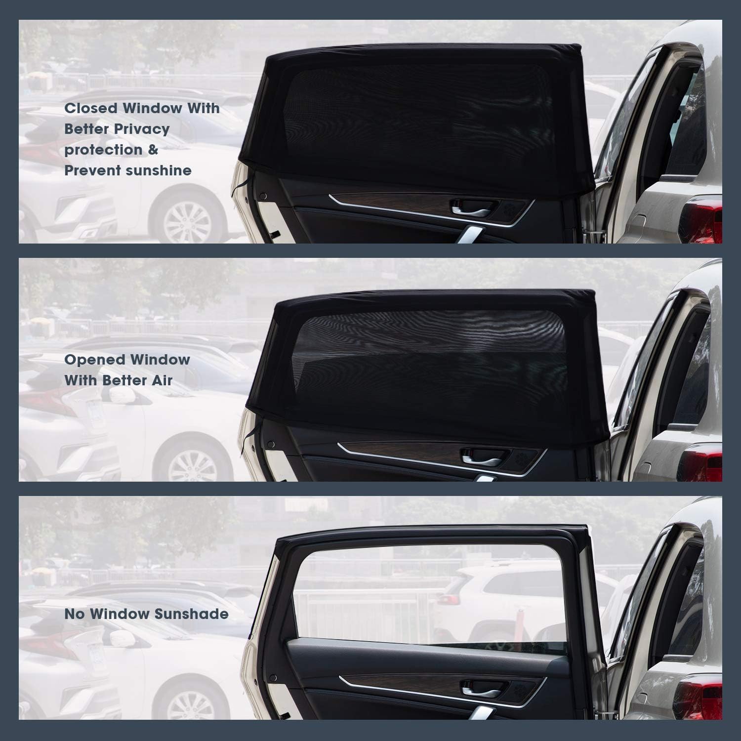 TWING Car Window Sun Shade 2 Pcs Breathable Mesh Car Rear Side Window Shade Sun Visor Protector Keeps Your Vehicle Cool Car Mosquito Net Curtains for Most Sedans SUV Truck