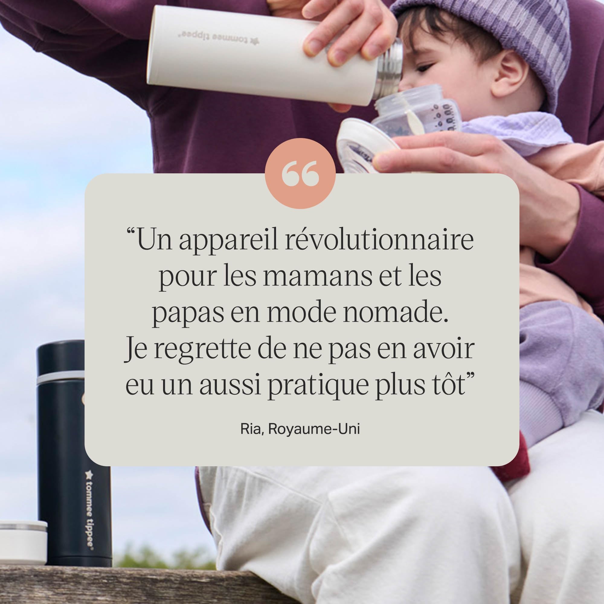 Tommee Tippee PrepGo Kit Préparateur, refroidit le lait infantile à la bonne température en 2 minutes, Perfect Prep portable, gourde chaude et froide avec affichage de la température