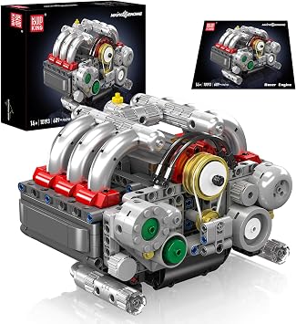Mould King 10193 Boxer Engine Motor Set, Electric Motor Drive Boxer Model Kit, Exhibition for Collectors 609 Pieces Technology Turbocharger Clamping Blocks Kit