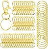 50Pcs Premium Swivel Snap Hook Keychains with Key Rings, Metal Keychain Clip and Key Ring, 25Pcs Key Chain Hooks and 25Pcs Key Rings for Lanyard Crafts Jewelry Keychain Making Gold 32mm1.25inches