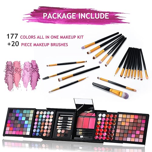 Miniatura 2 de Kit completo de maquillaje para mujer, 177 colores, todo en uno, paleta de maquillaje, sombra de ojos, lápiz labial, rímel, sello delineador de