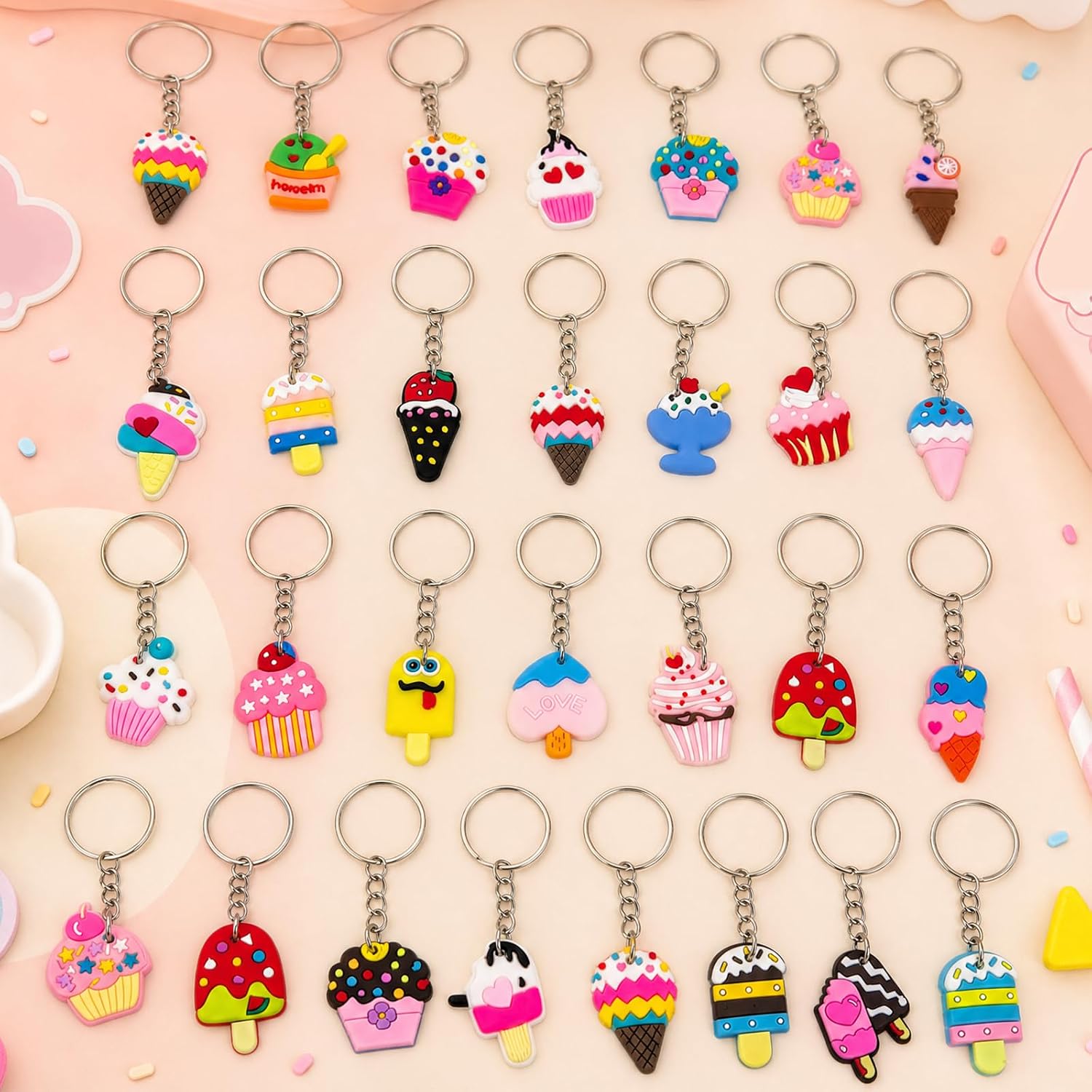 33pcs ice cream keychain set Assorted Styles Great for Prizes image 5