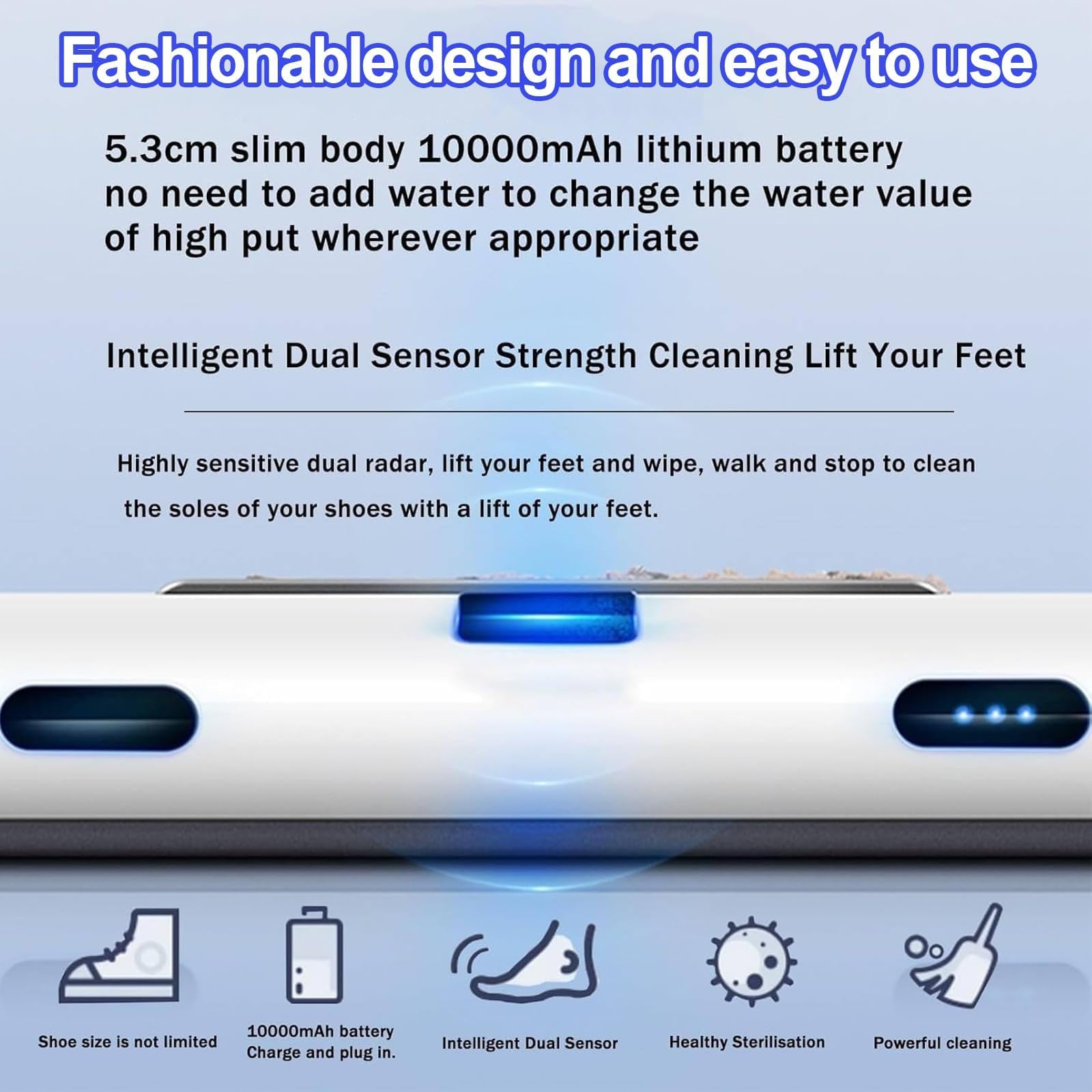 Limpiador automático de suela de zapatos, inducción inteligente, limpieza de alta velocidad sin agua, potente succión para oficina en casa